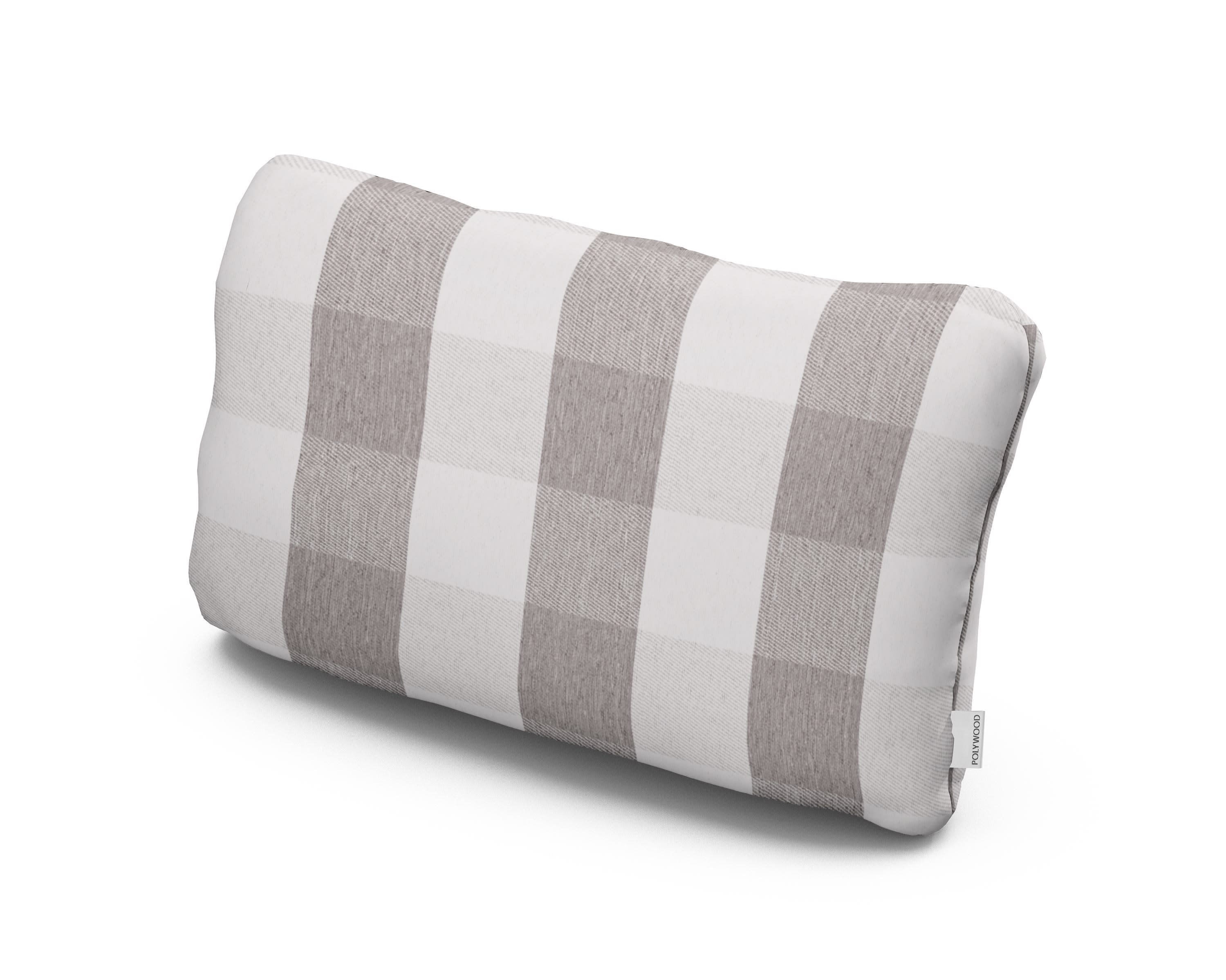 Outdoor Lumbar Pillow in Buffalo Plaid Grey Mist