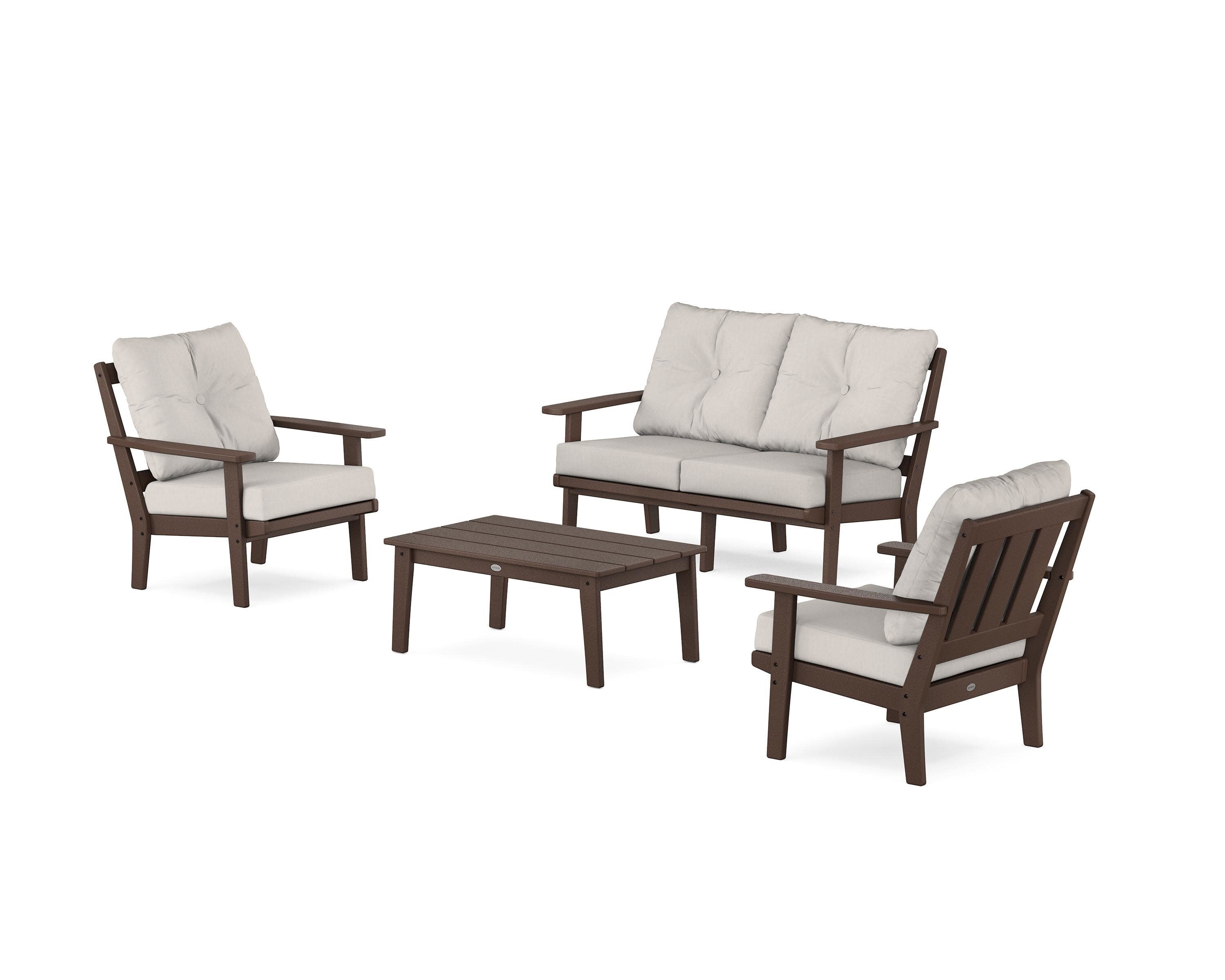 Oxford 4-Piece Deep Seating Set with Loveseat in Mahogany / Cast Ash