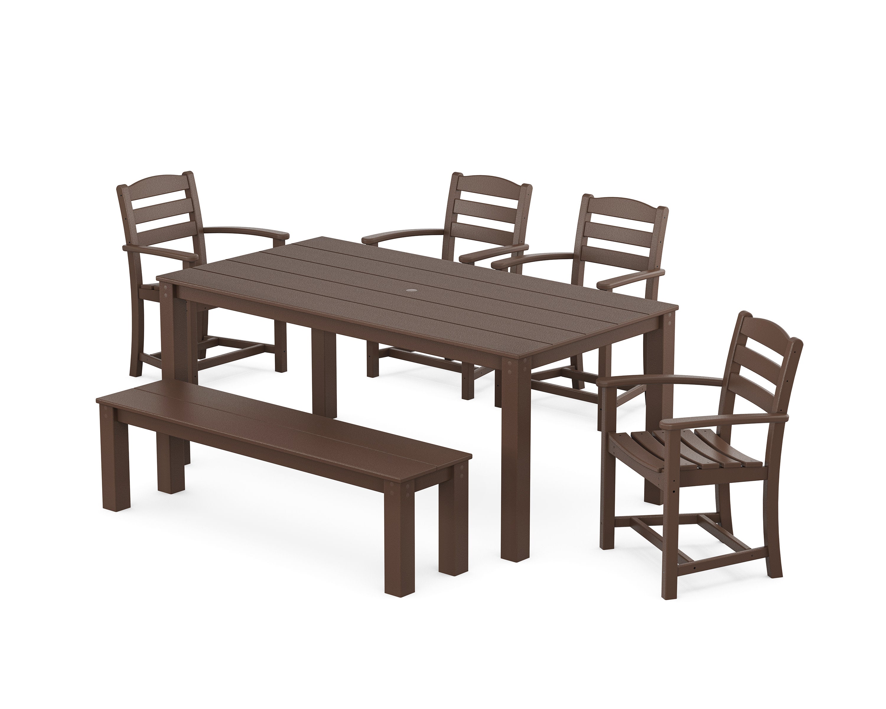 La Casa Cafe' 6-Piece Parsons Dining Set with Bench in Mahogany
