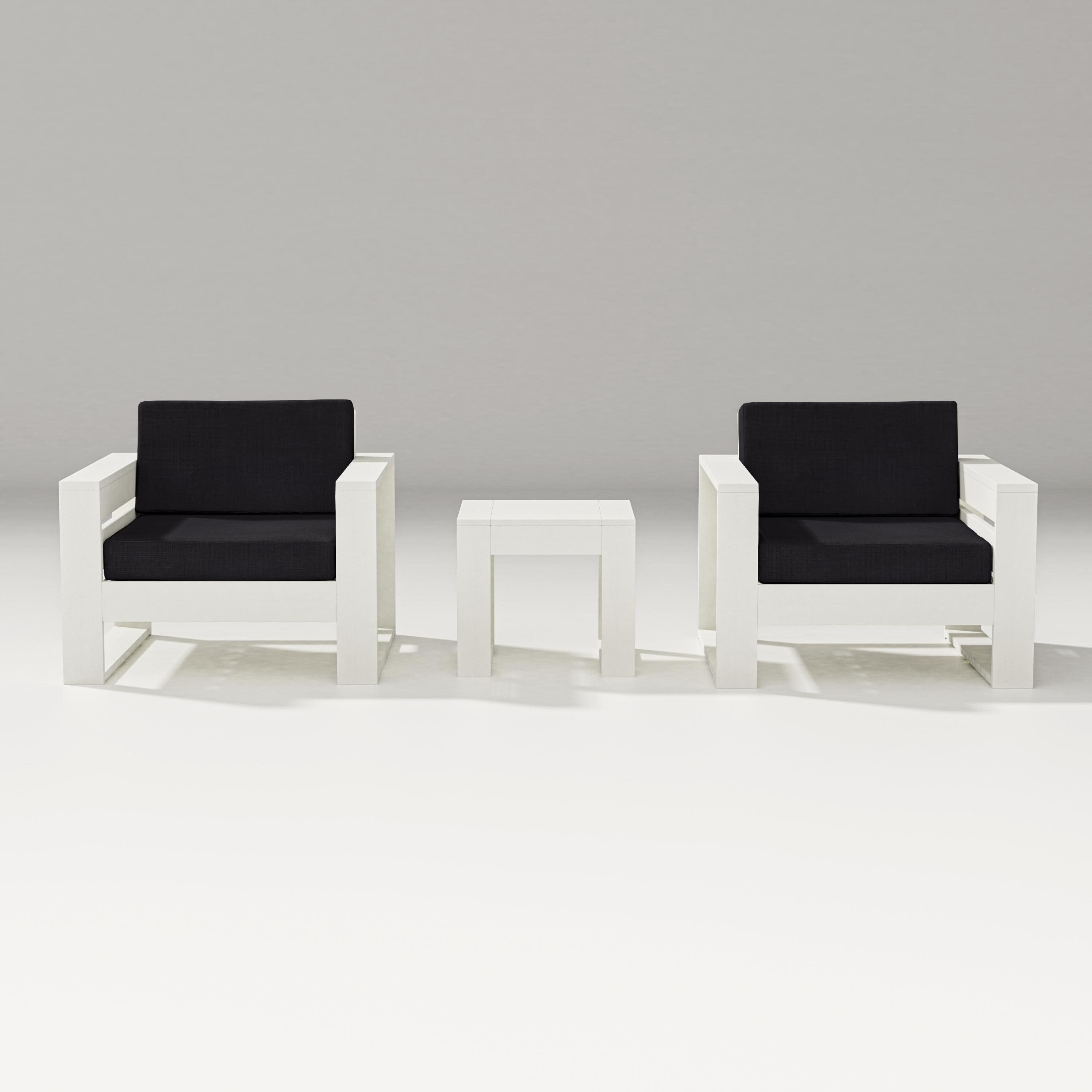 Latitude 3-Piece Lounge Chair Set in Vintage White / Midnight Linen