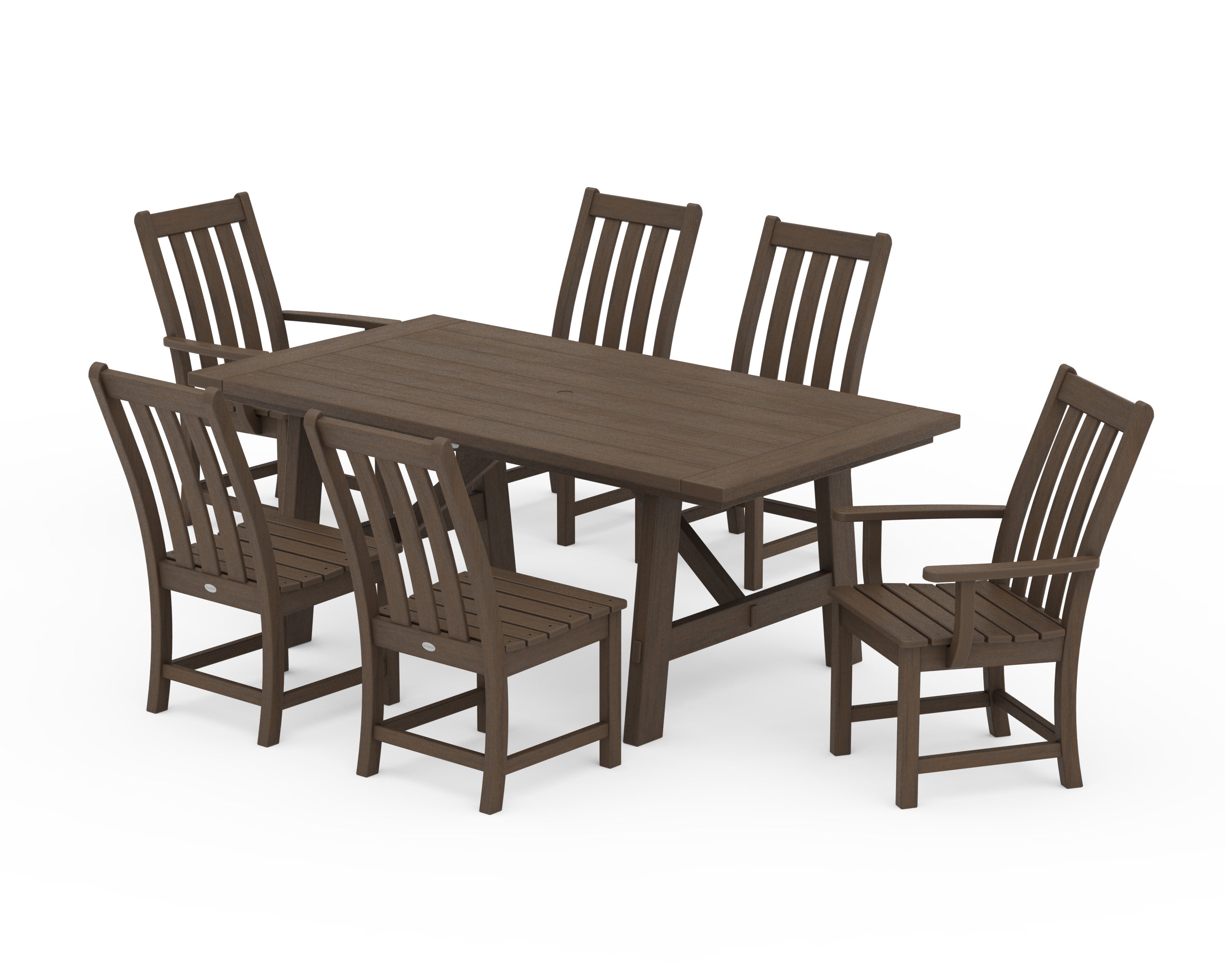 Vineyard 7-Piece Rustic Farmhouse Dining Set in Kona