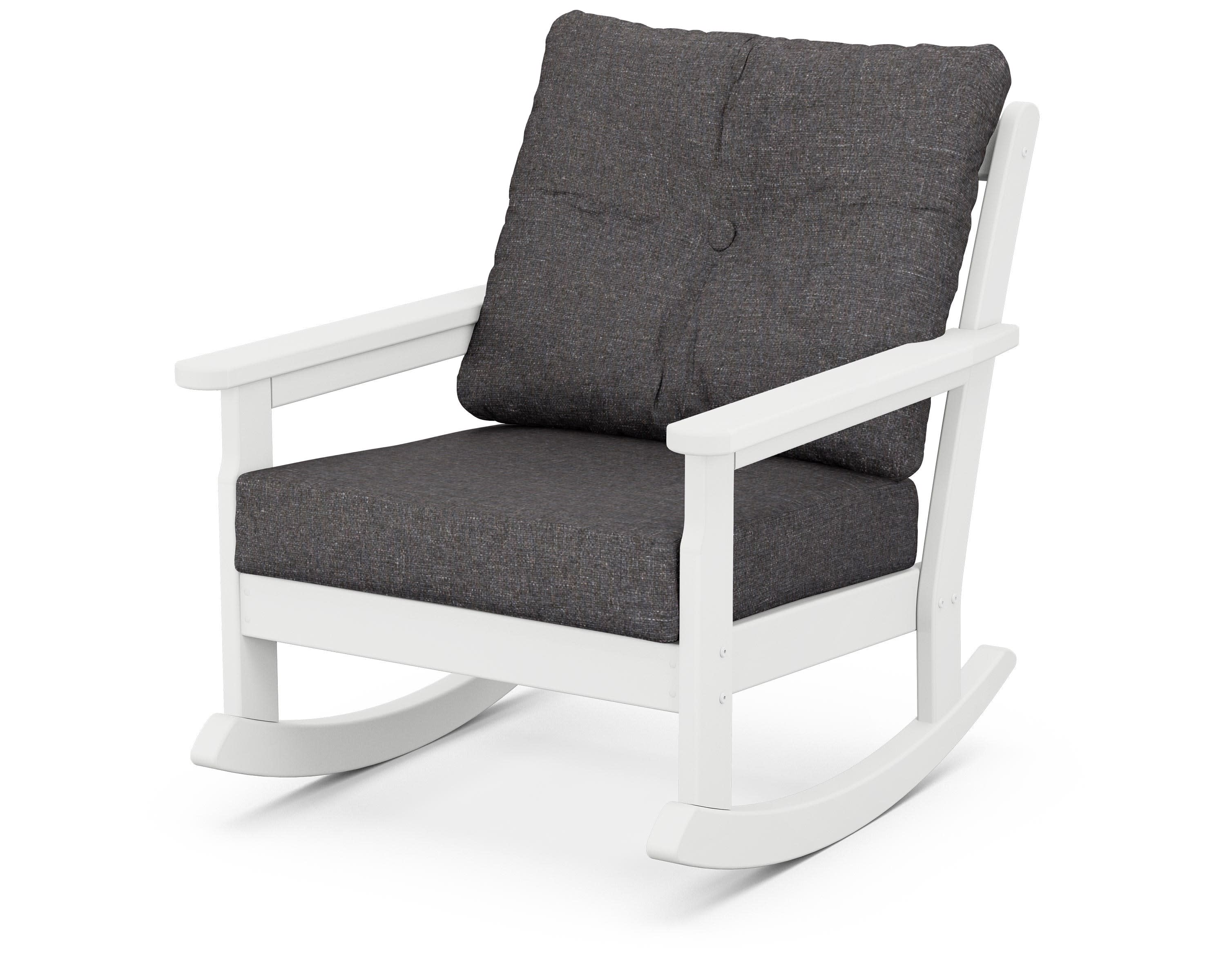 Vineyard Deep Seating Rocking Chair in White / Ash Charcoal