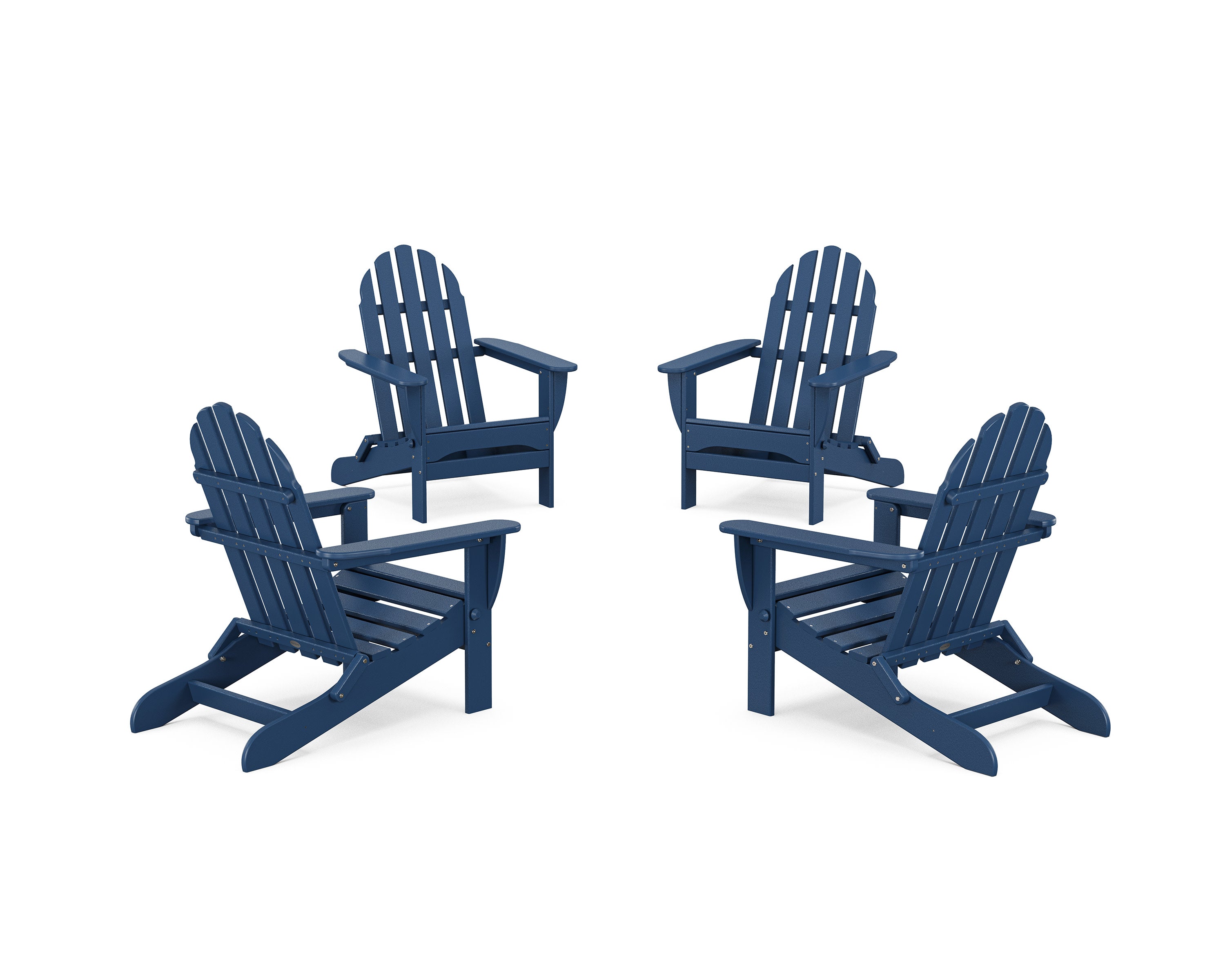 4-Piece Classic Folding Adirondack Conversation Set in Navy