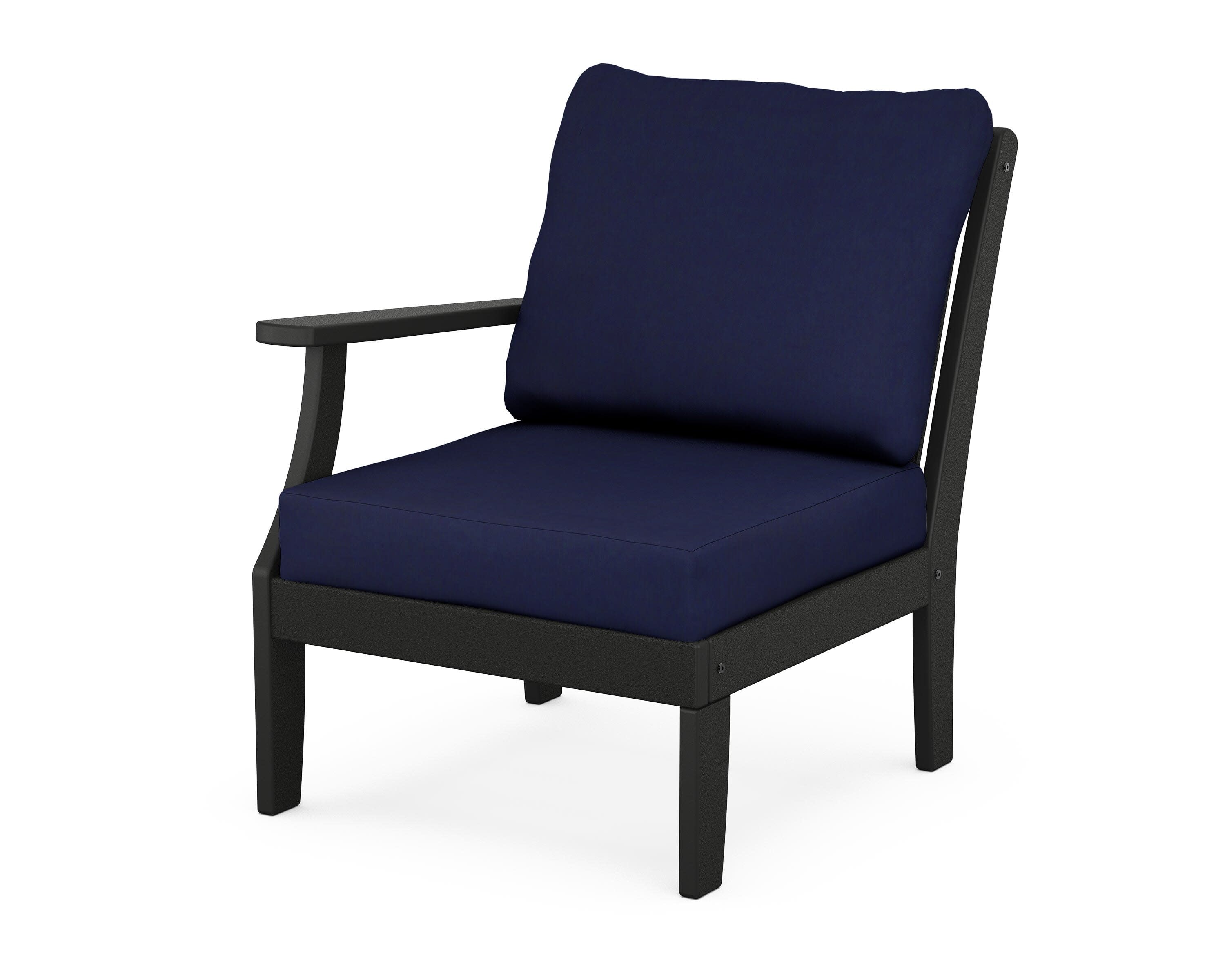 Braxton Modular Left Arm Chair in Black / Navy