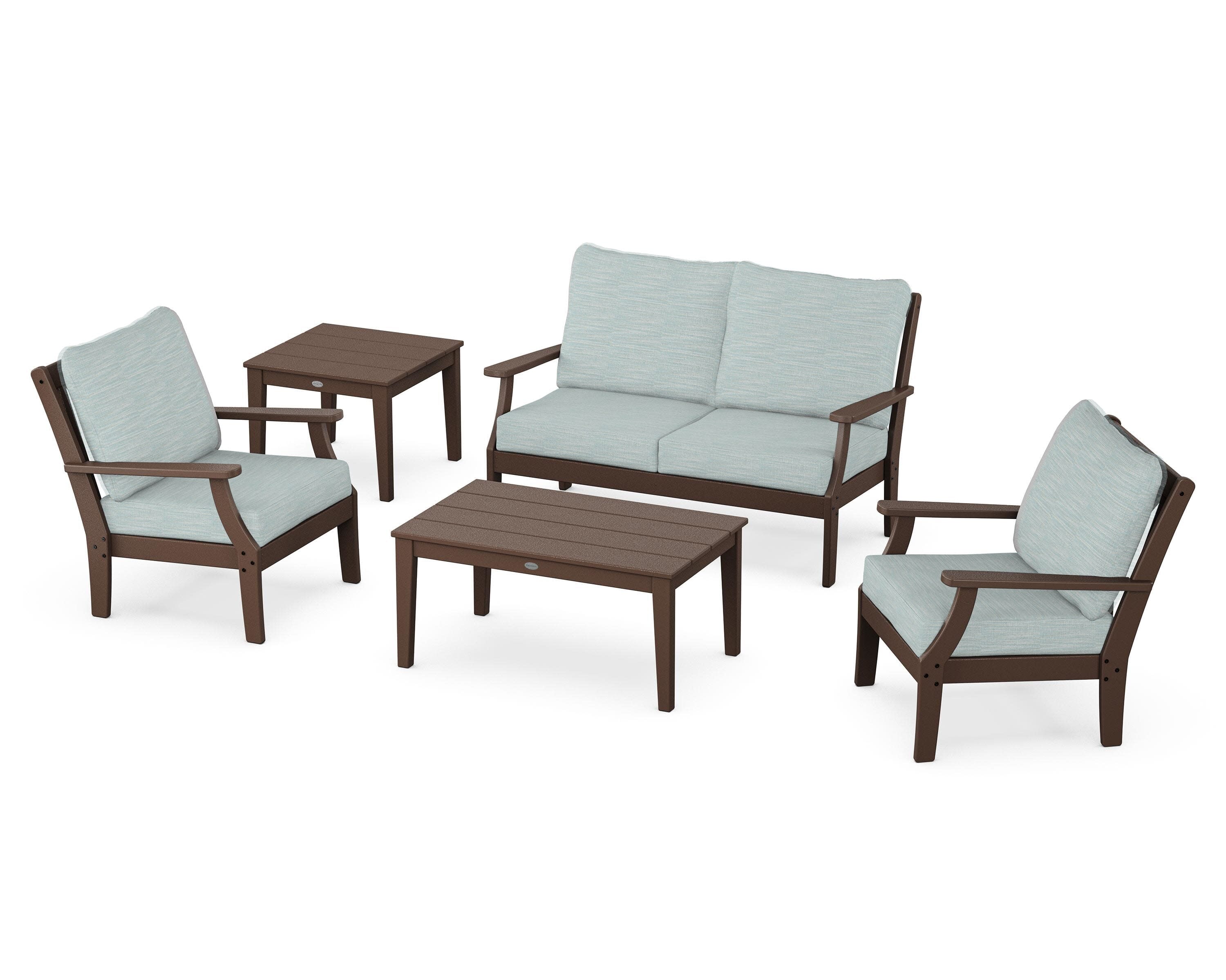 Braxton 5-Piece Deep Seating Set in Mahogany / Soothe Mist