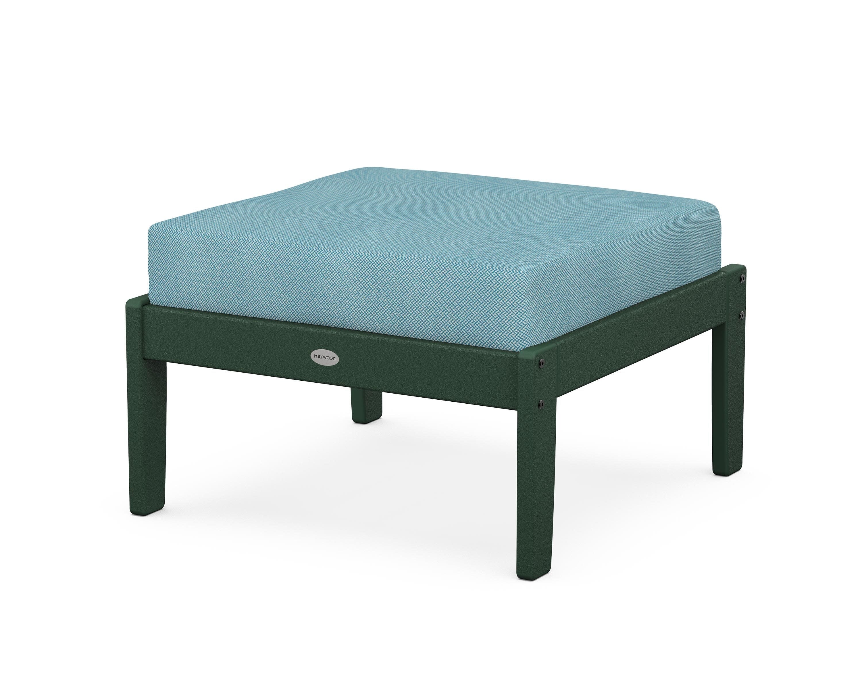 Braxton Deep Seating Ottoman in Green / Lattice Sky Blue