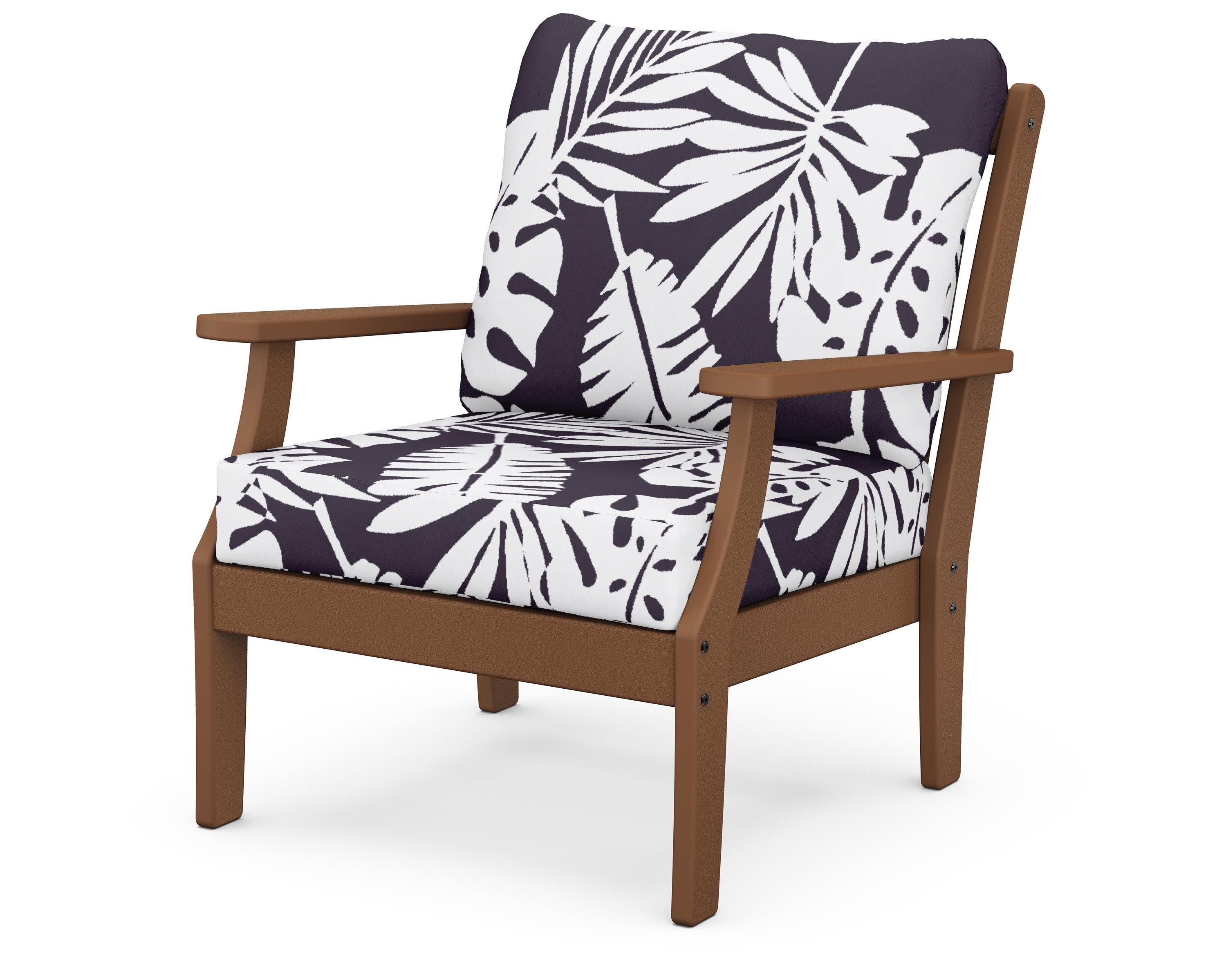 Braxton Deep Seating Chair in Teak / Leaf Navy