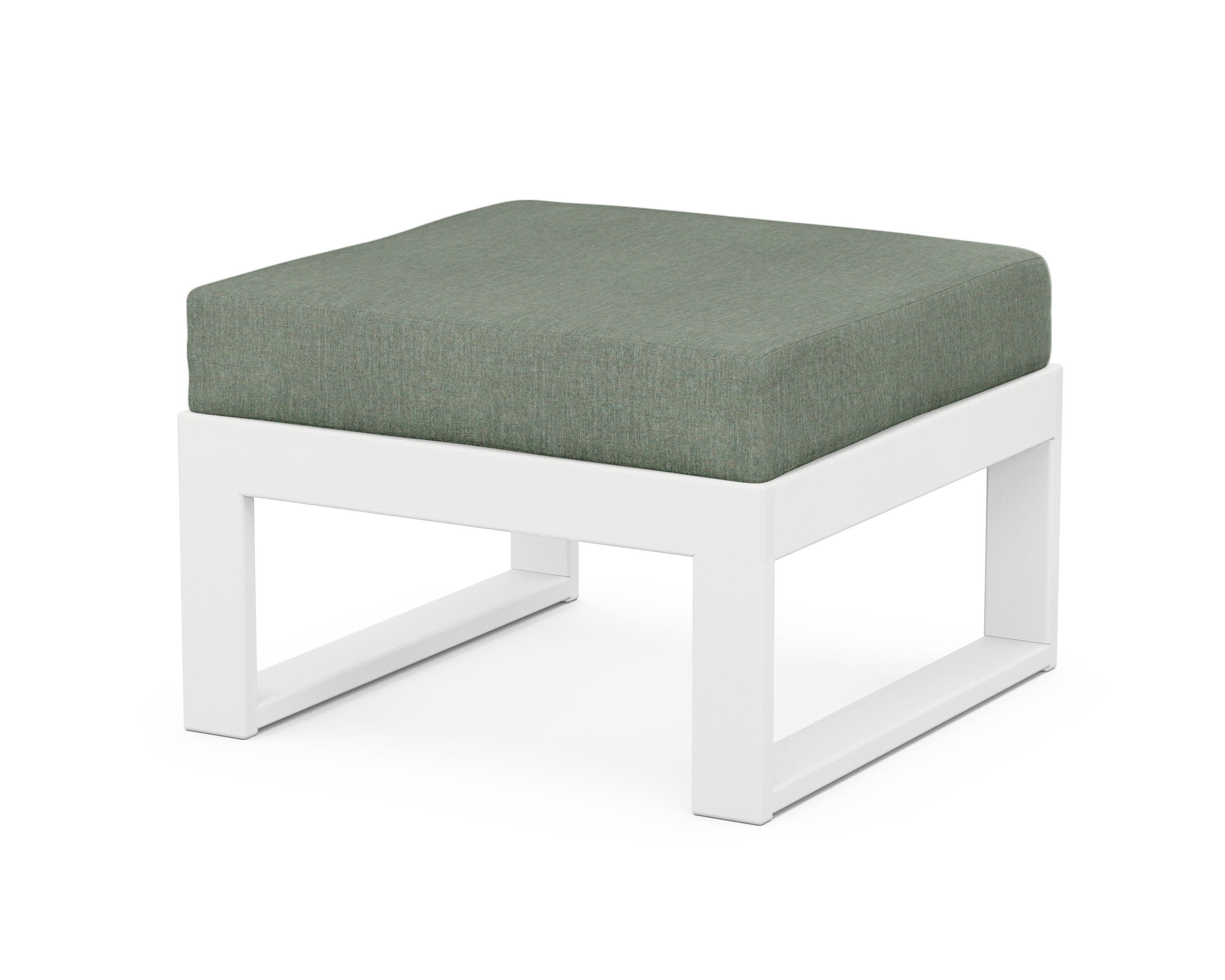 Modular Ottoman - Modern in White / Cast Sage