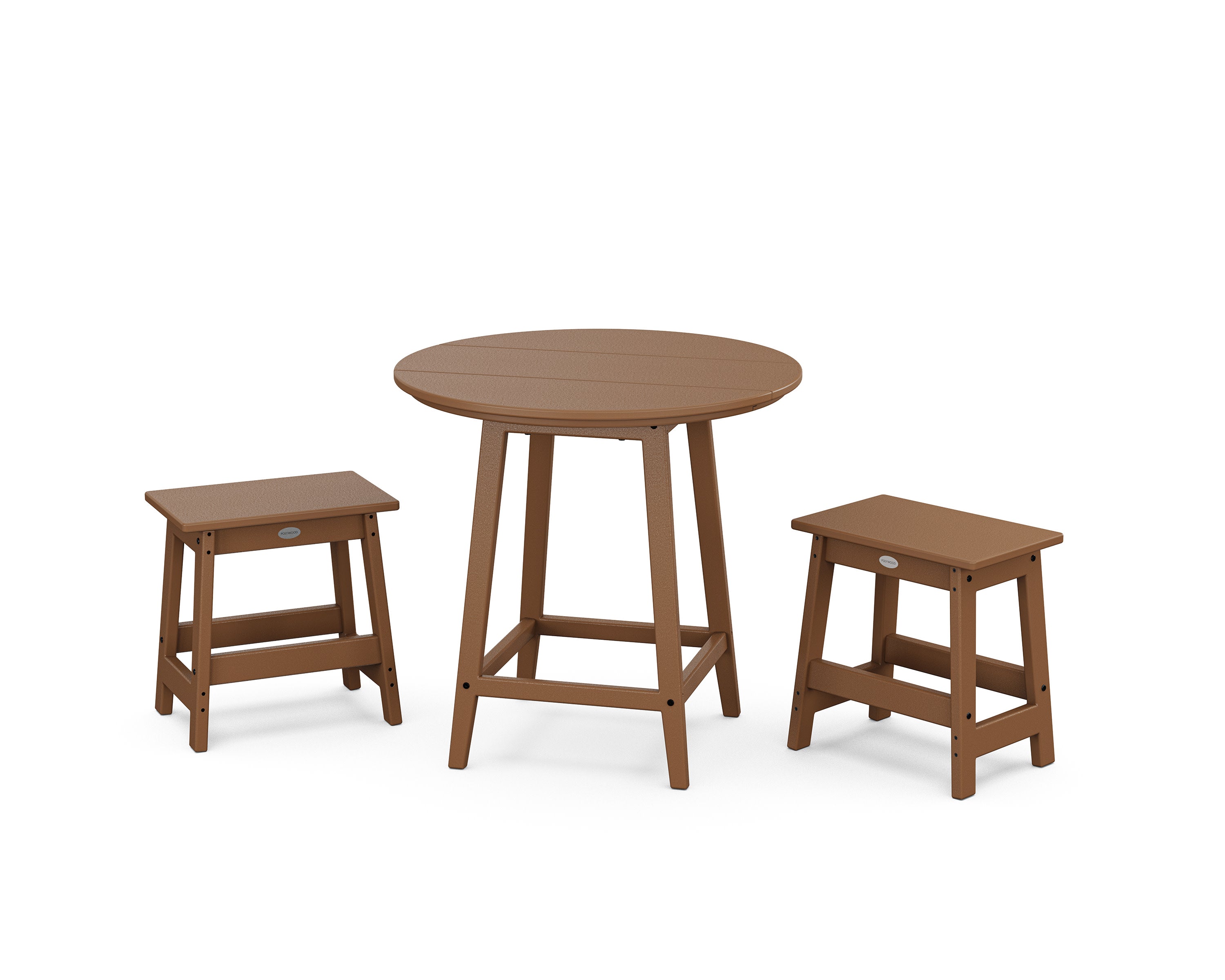 Modern Studio Stool 3-Piece Round Bistro Set in Teak