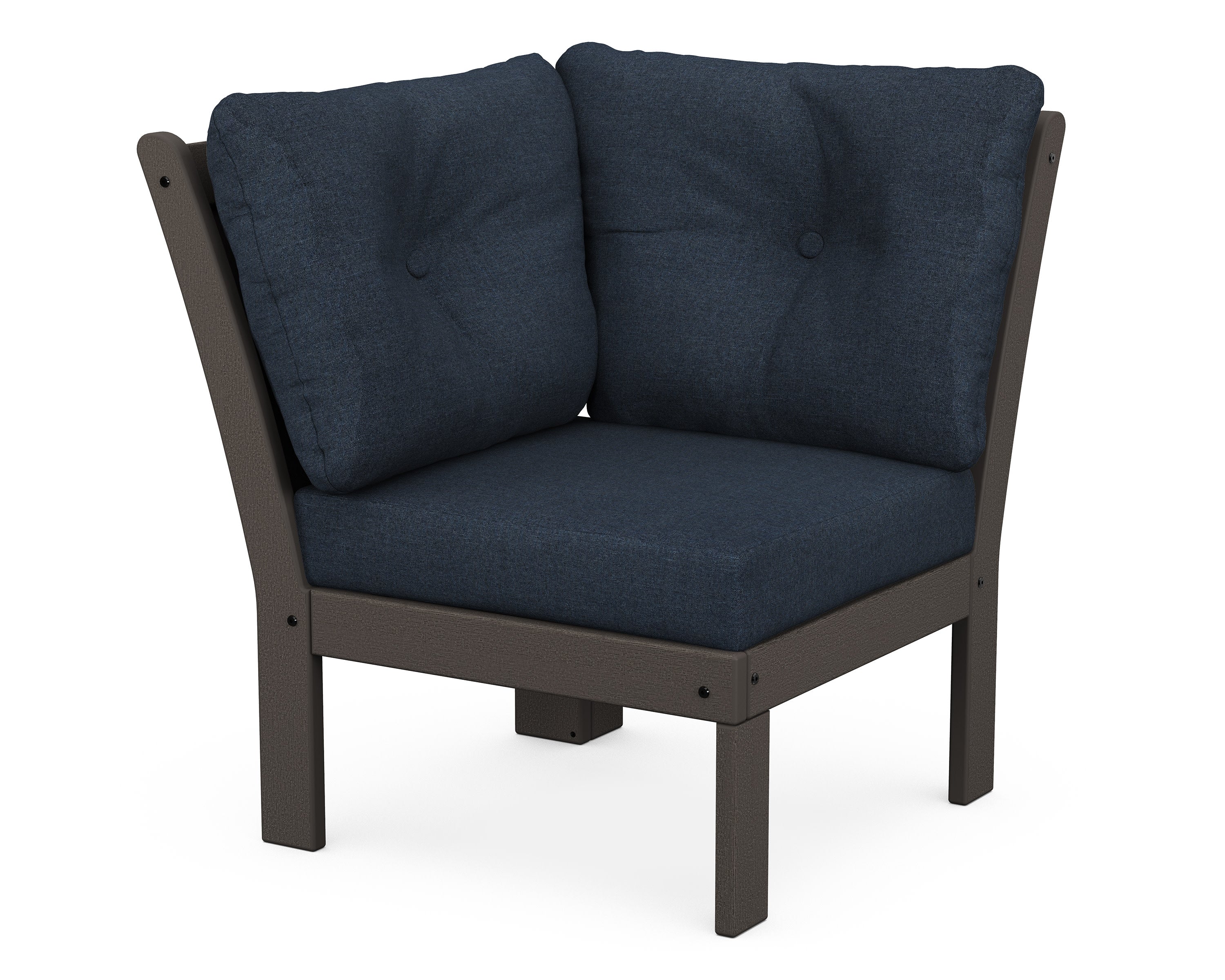 Vineyard Modular Corner Chair in Vintage Coffee / Marine Indigo