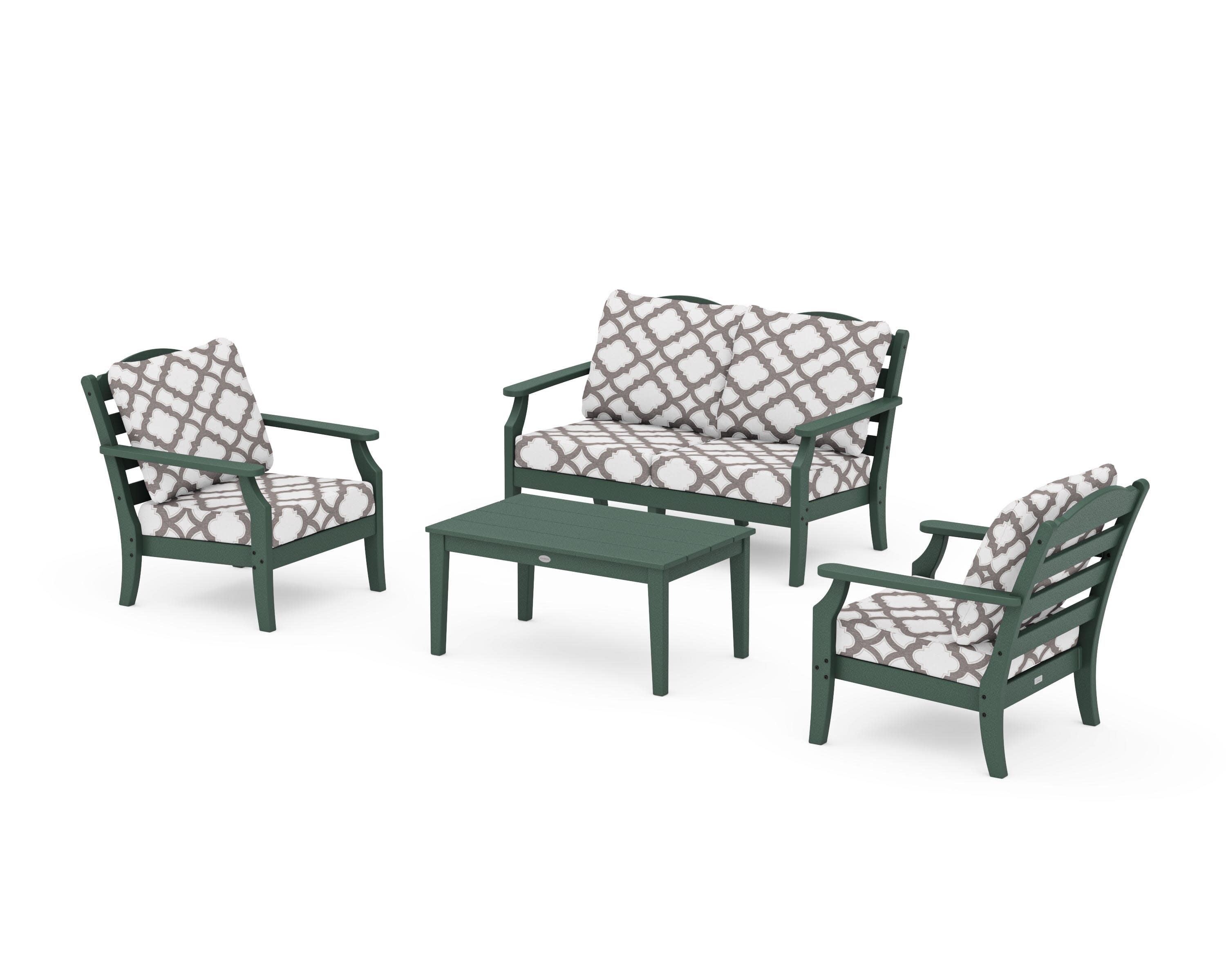 Savannah 4-Piece Deep Seating Set with Loveseat in Green / Trellis Grey Mist