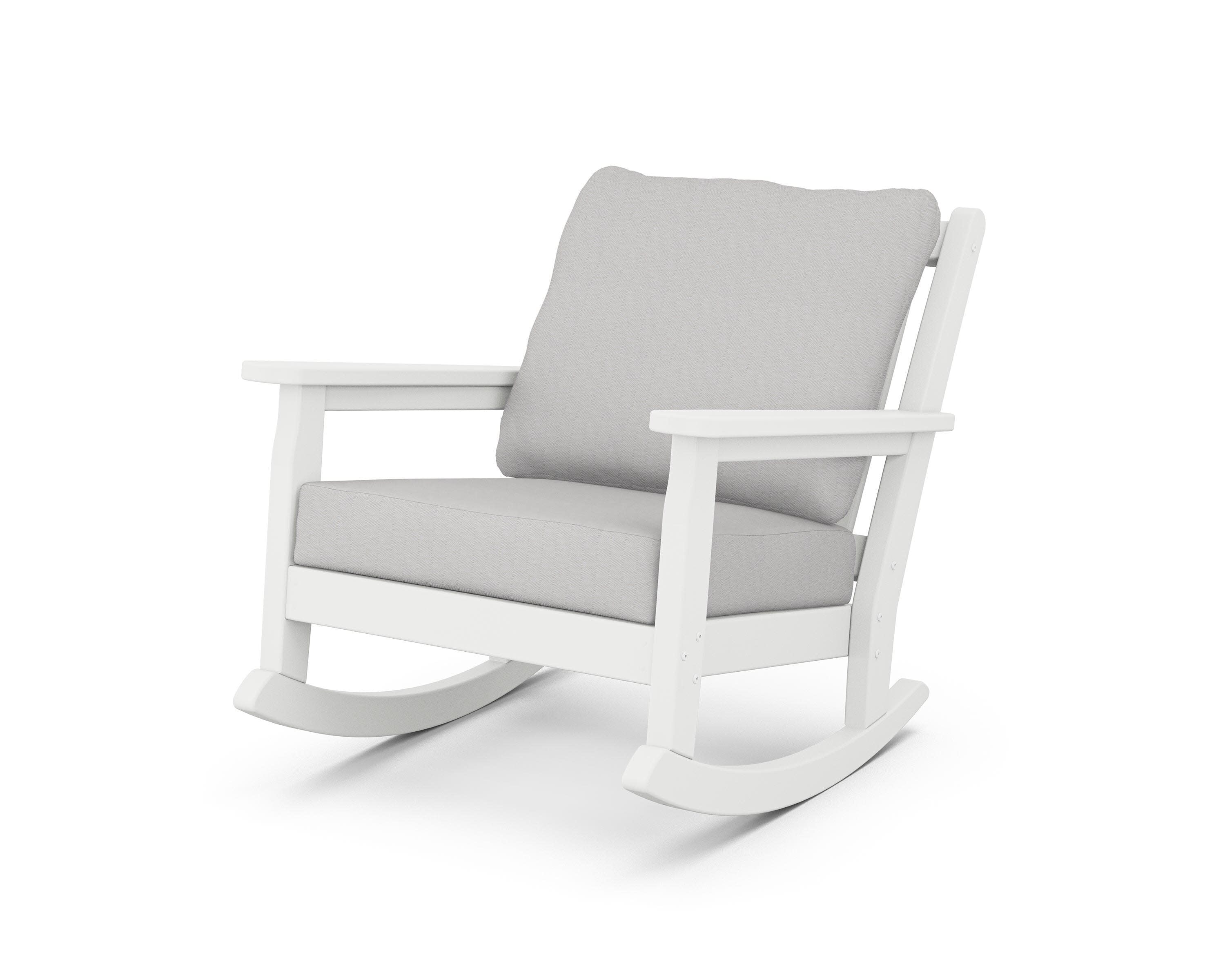 Chippendale Deep Seating Rocking Chair in White / Diamond in the Rough
