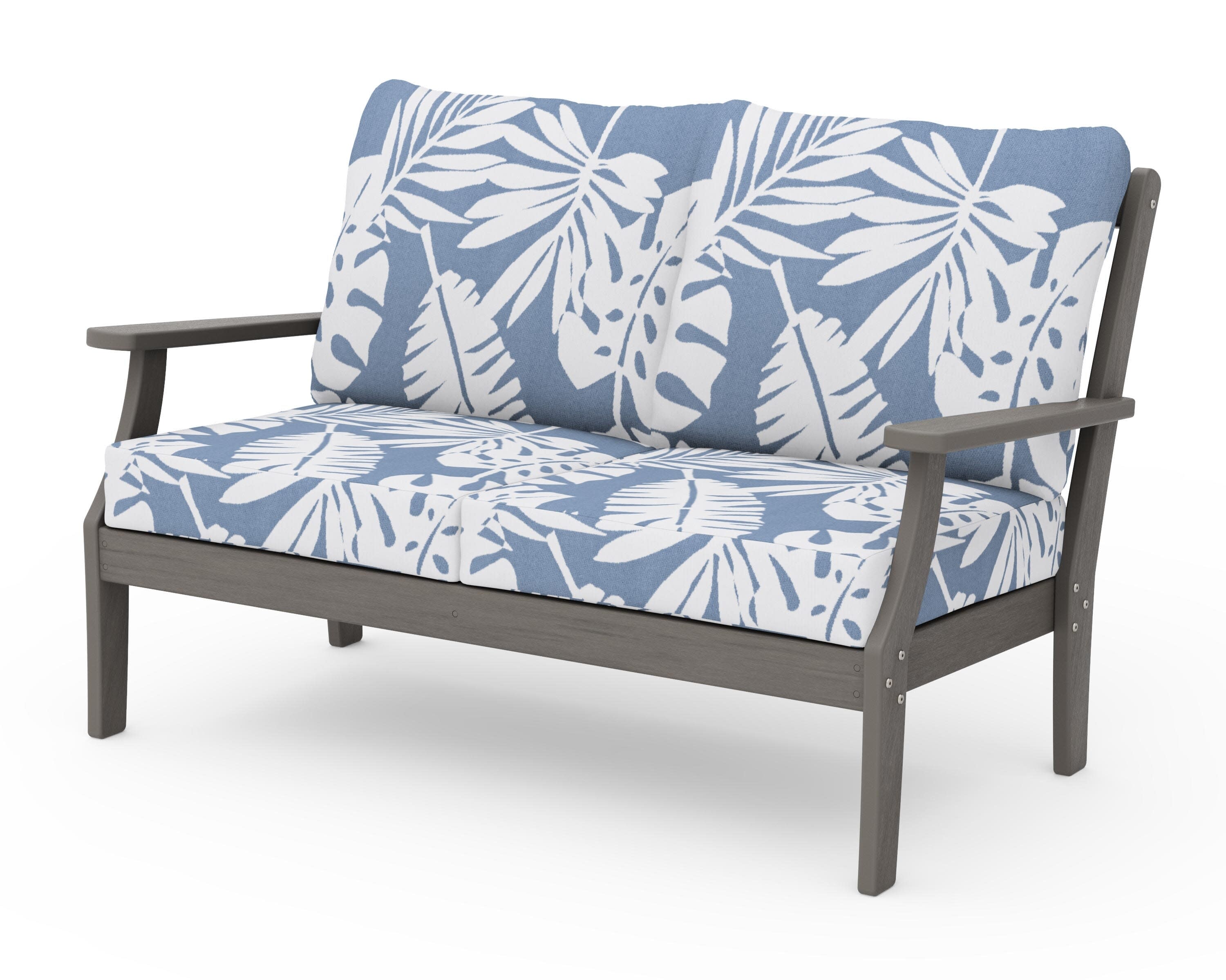 Braxton Deep Seating Loveseat in Driftwood / Leaf Sky Blue