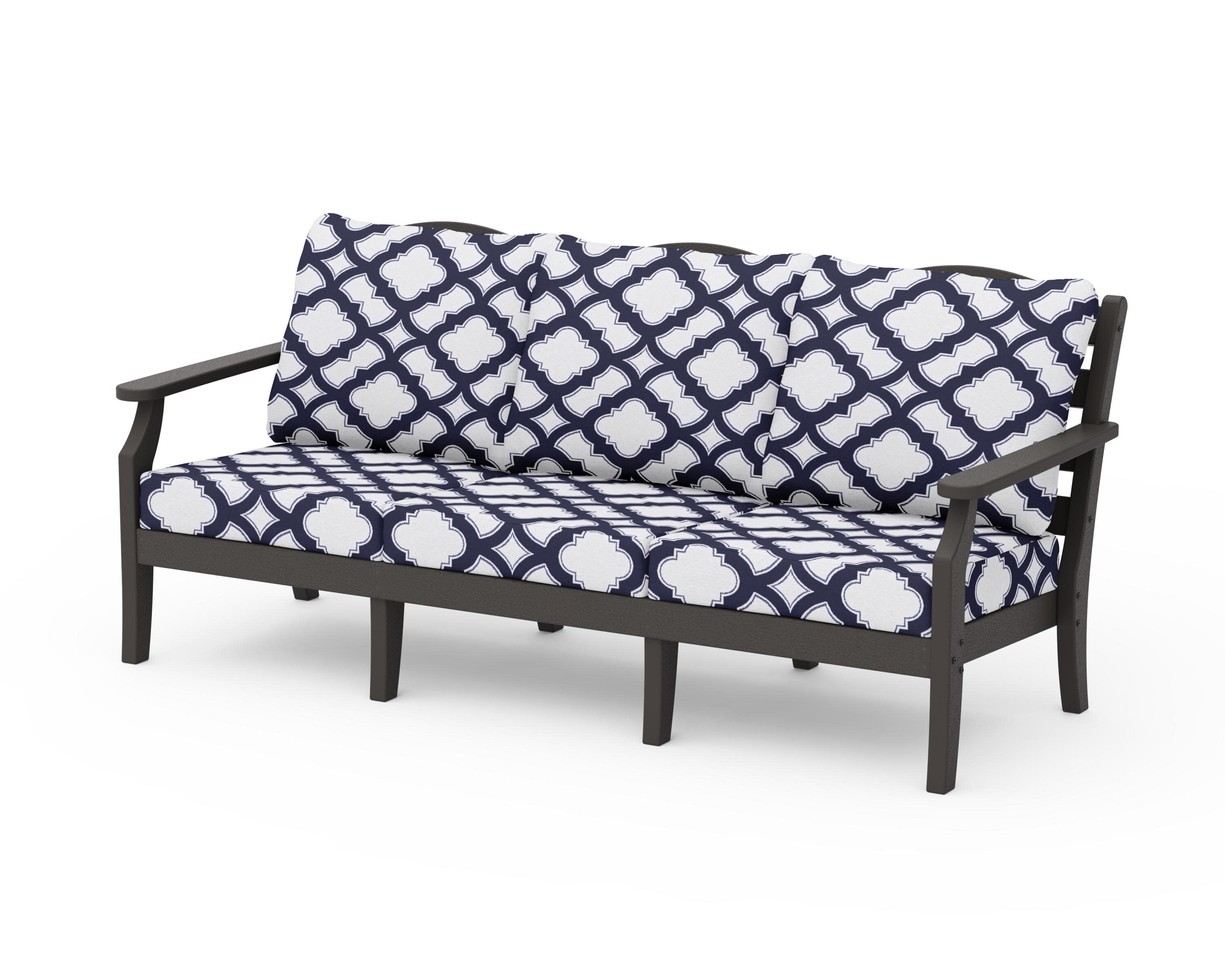 Savannah Deep Seating Sofa in Vintage Coffee / Trellis Navy