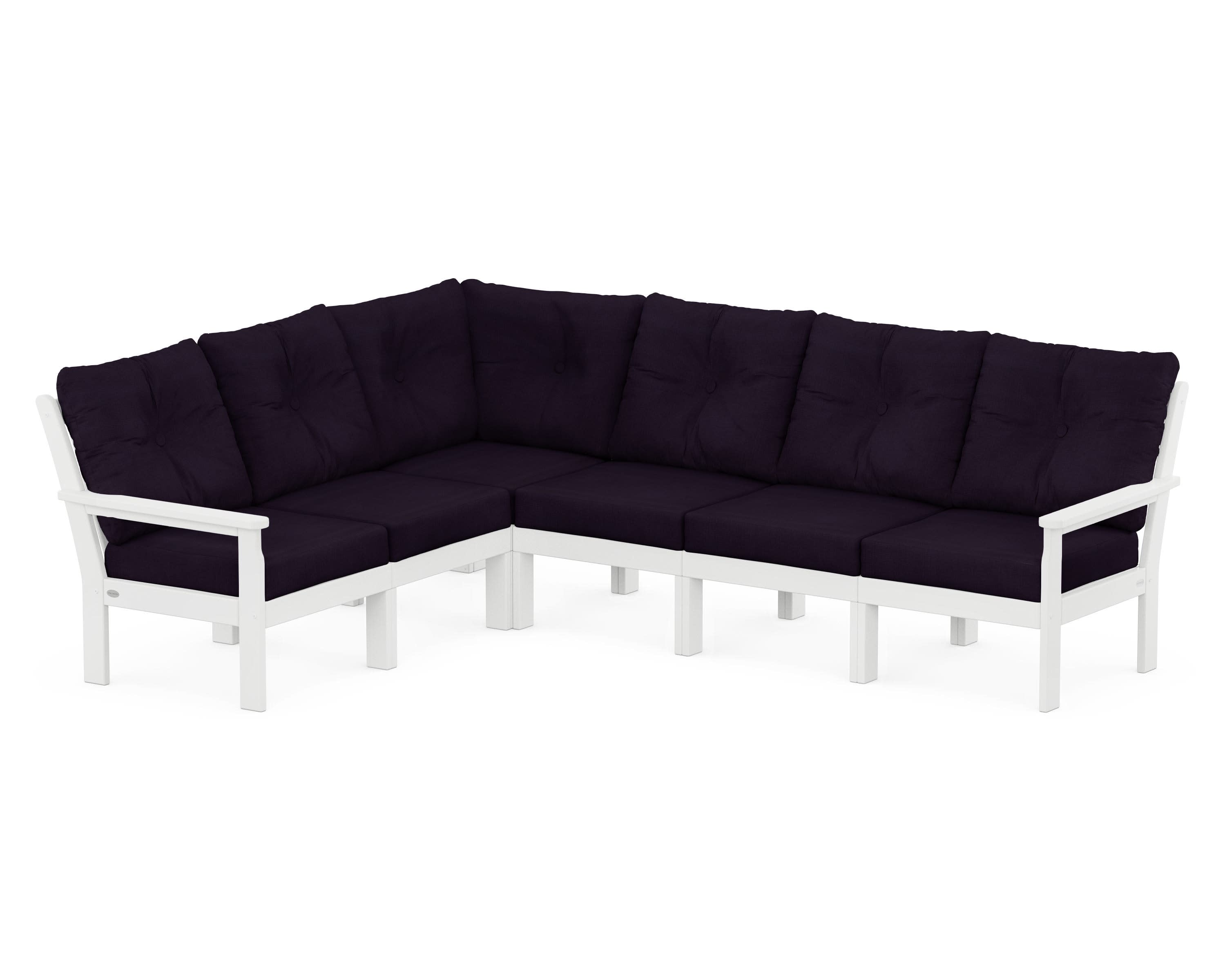Vineyard 6-Piece Sectional in White / Navy Linen