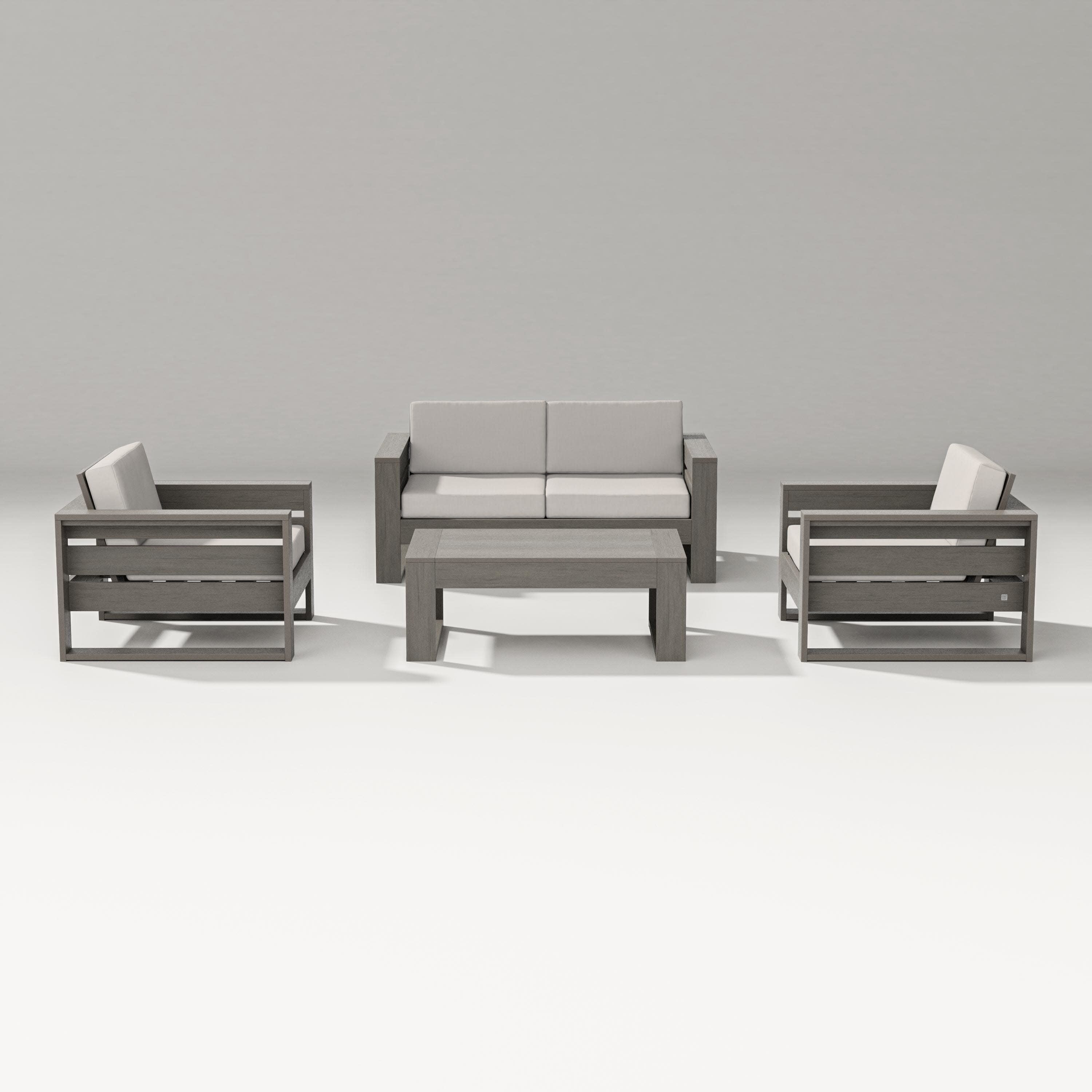 Latitude 4-Piece Lounge Loveseat Set in Driftwood / Cast Ash