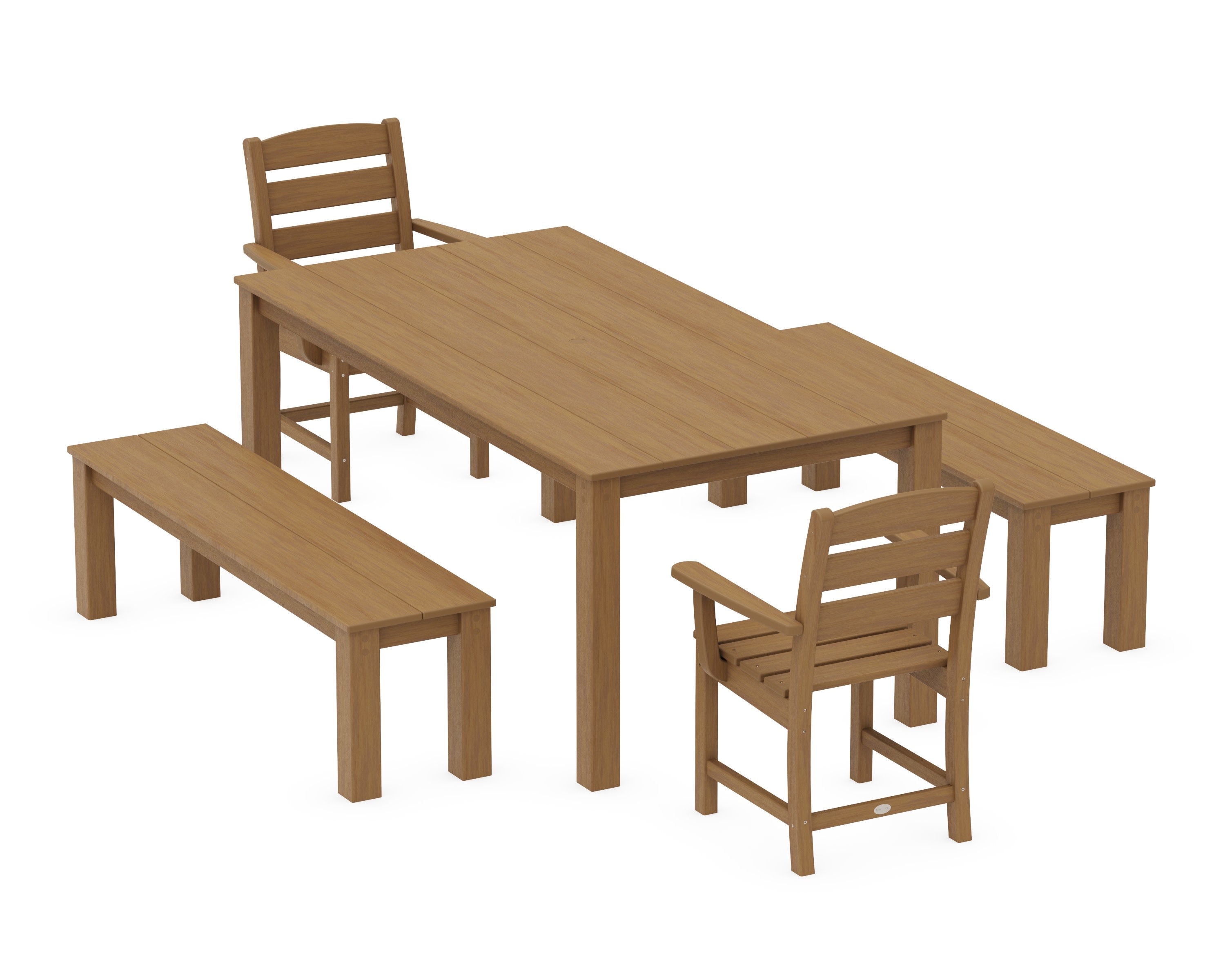 Lakeside 5-Piece Parsons Dining Set with Benches in Natural