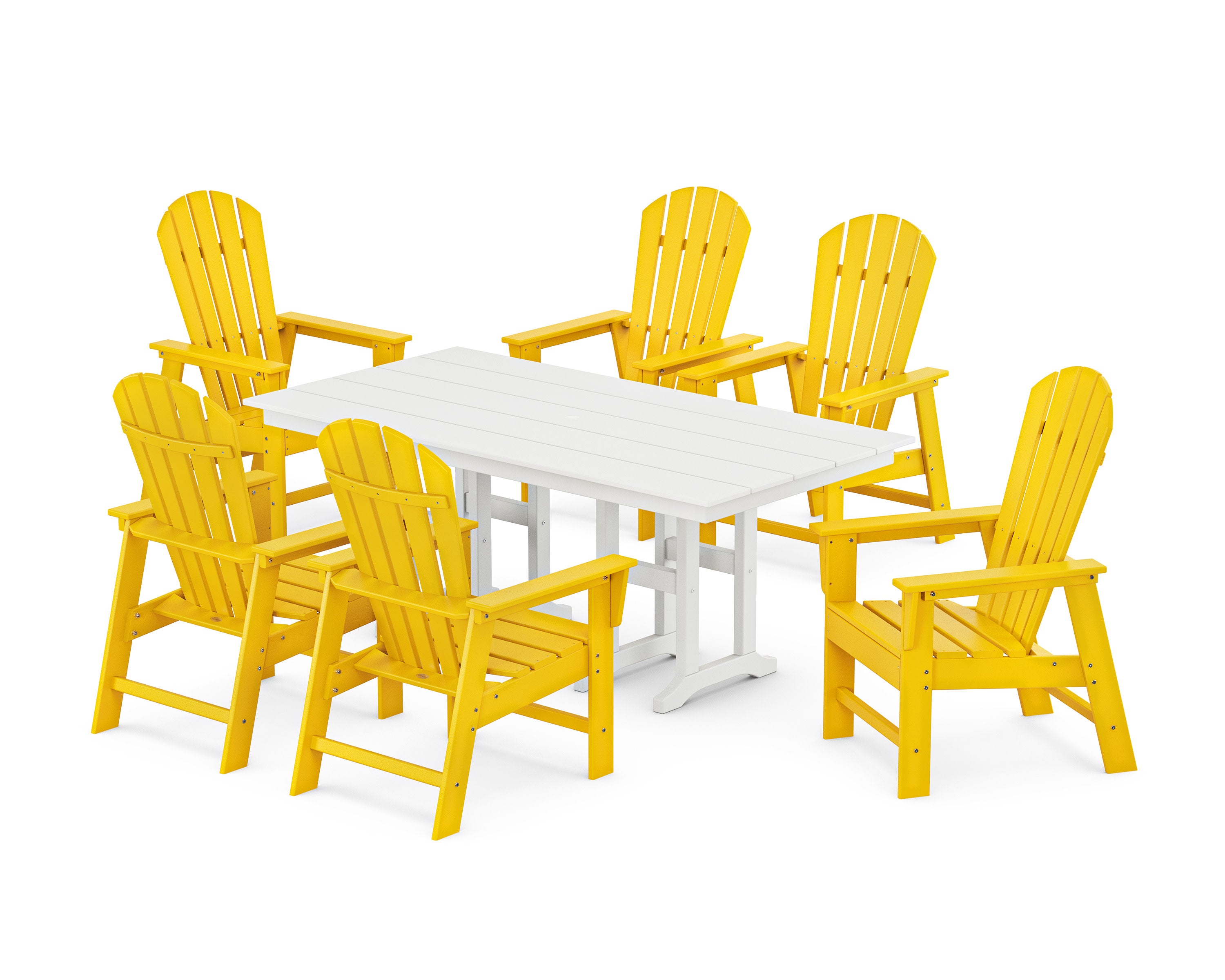 South Beach 7-Piece Farmhouse Dining Set in Lemon / White