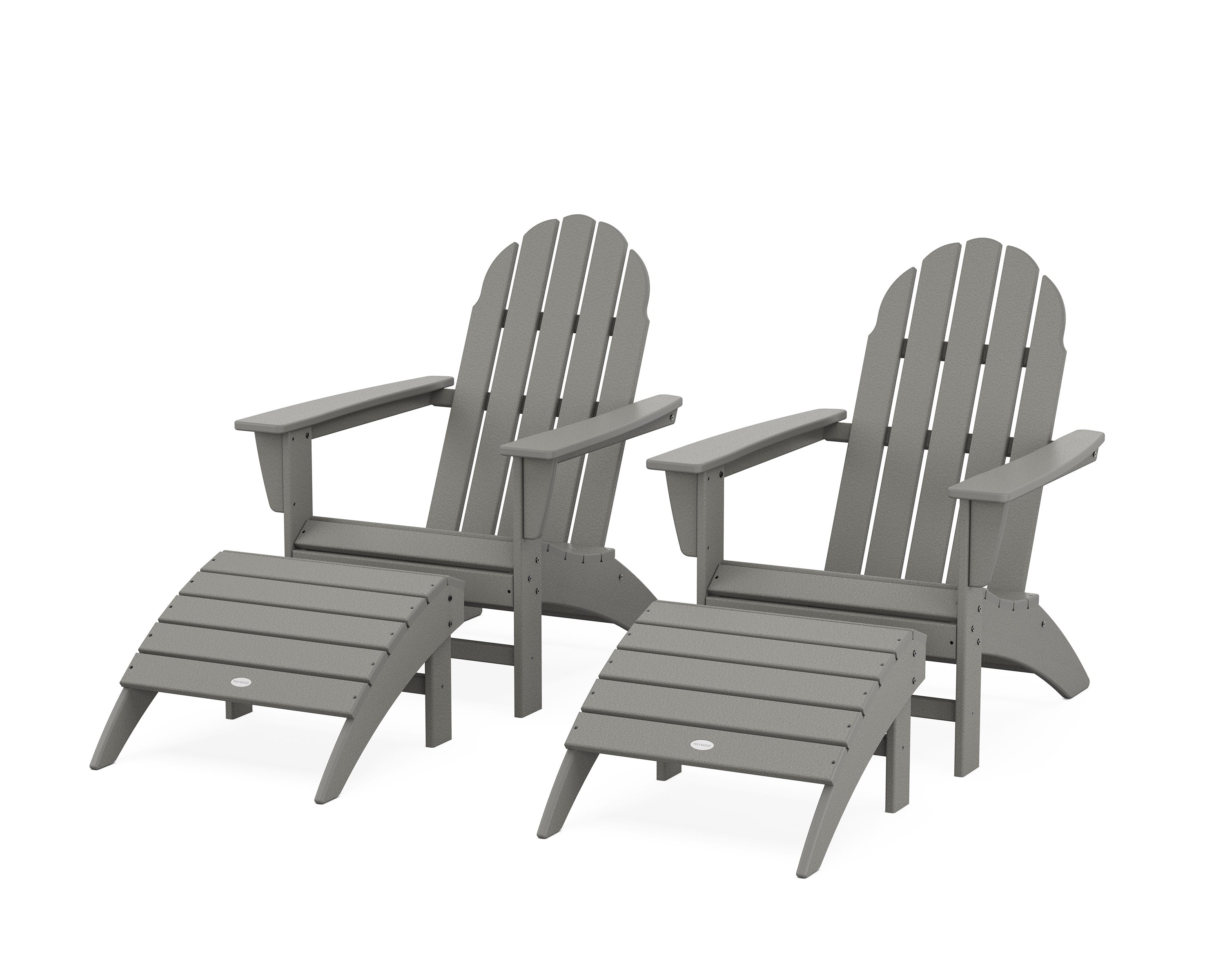Vineyard Adirondack Chair 4-Piece Set with Ottomans in Slate Grey