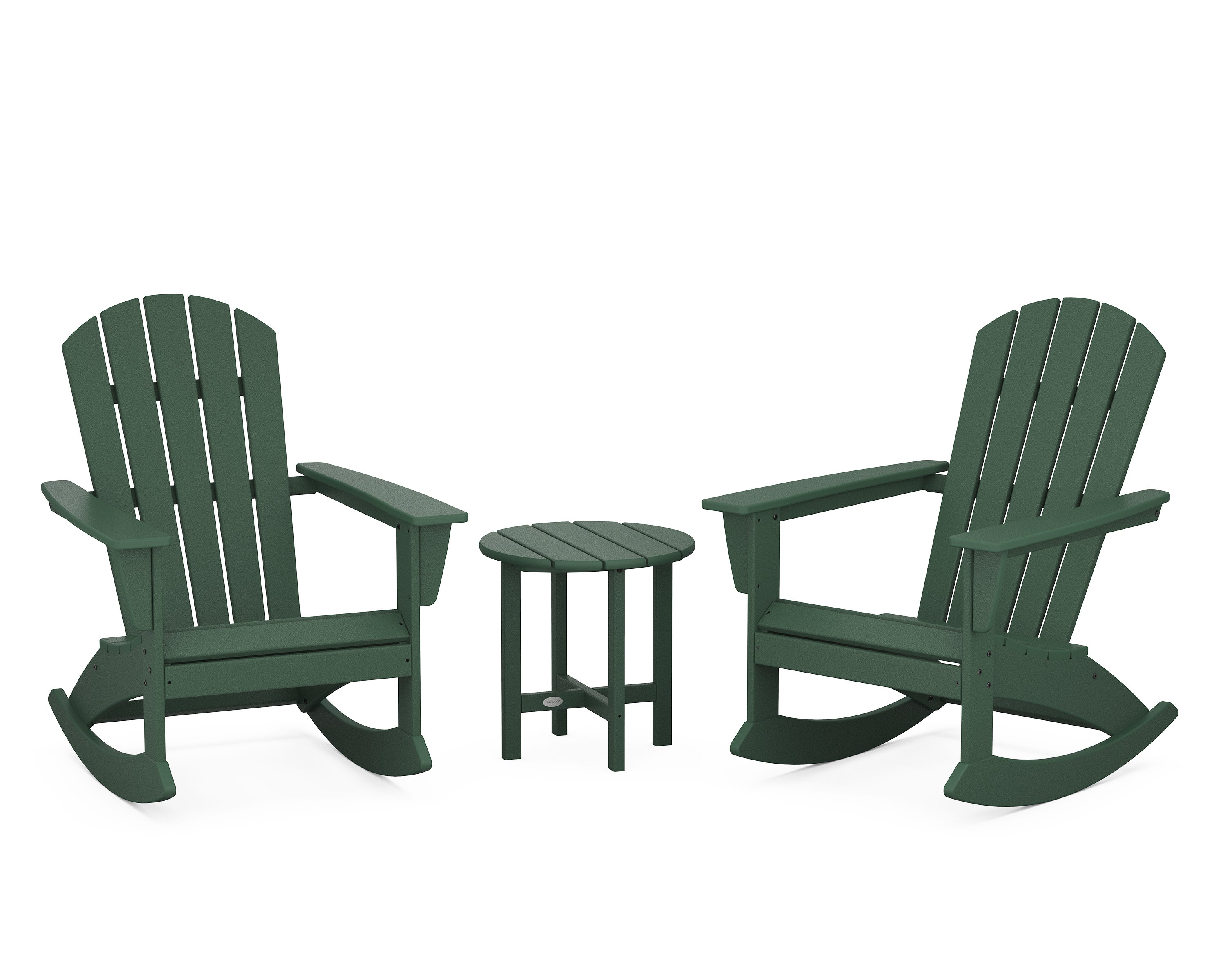 Nautical 3-Piece Adirondack Rocking Chair Set in Green
