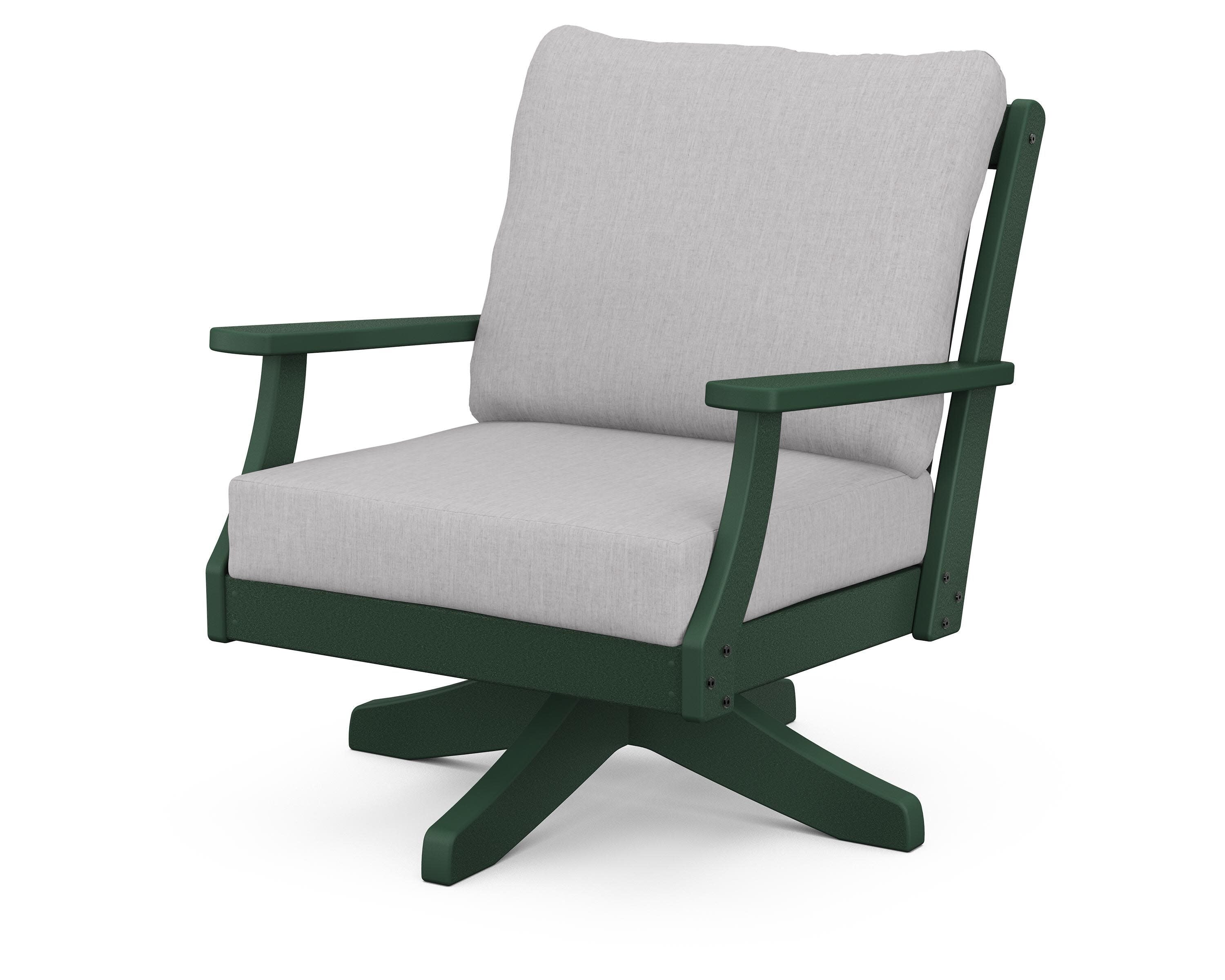 Braxton Deep Seating Swivel Chair in Green / Granite