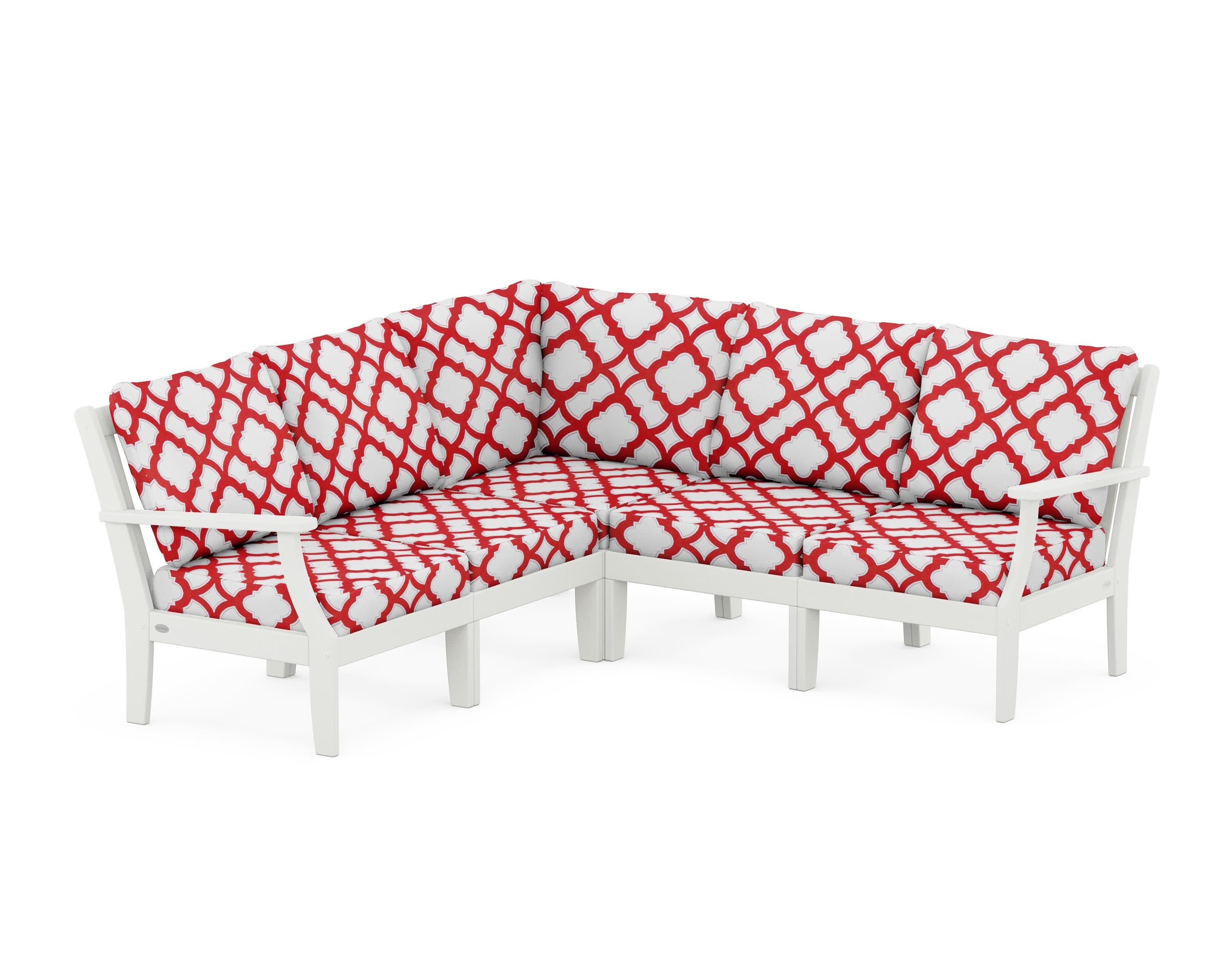 Braxton Modular 5-Piece Deep Seating Set in Vintage White / Trellis Crimson