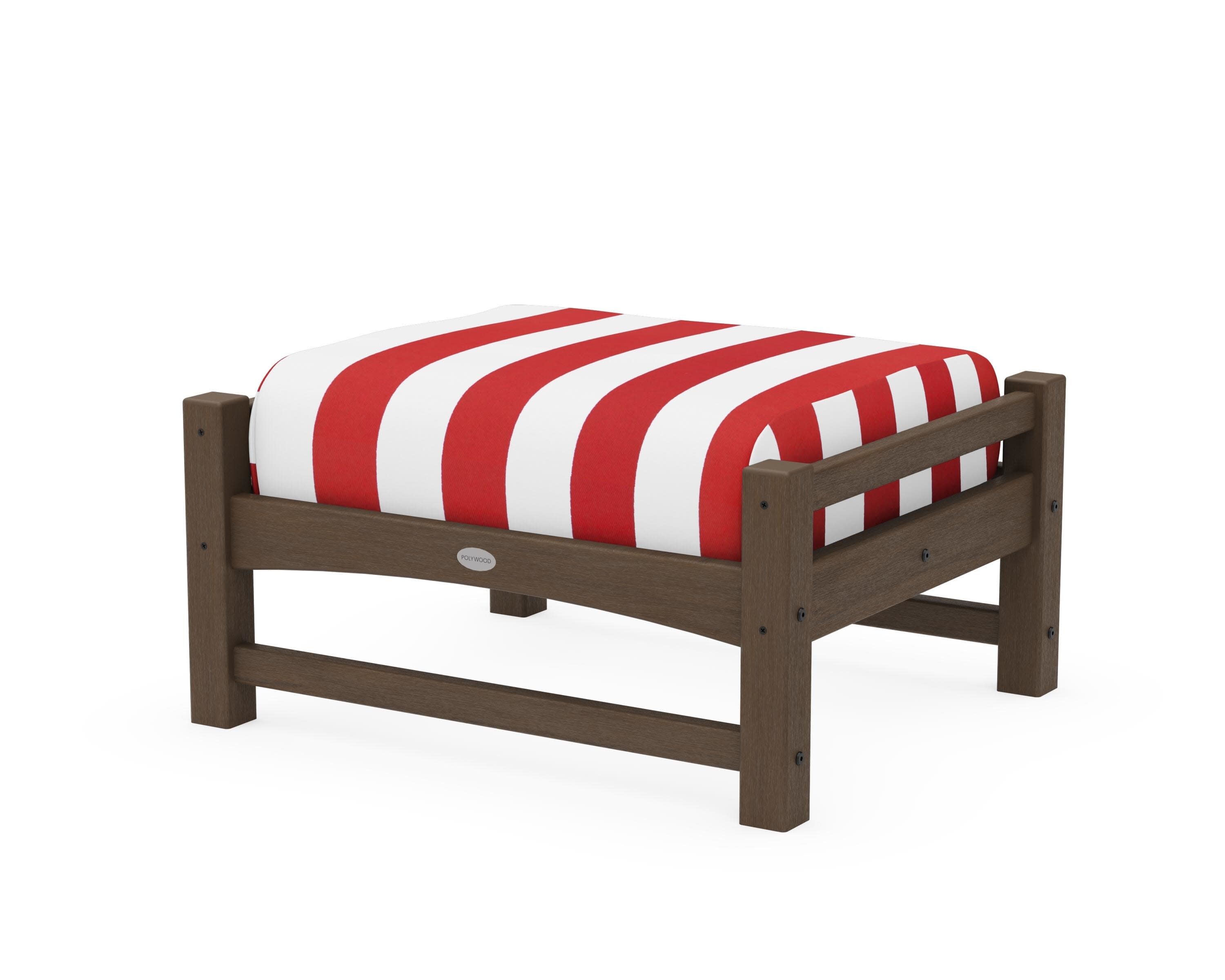 Club Ottoman in Kona / Cabana Stripe Crimson
