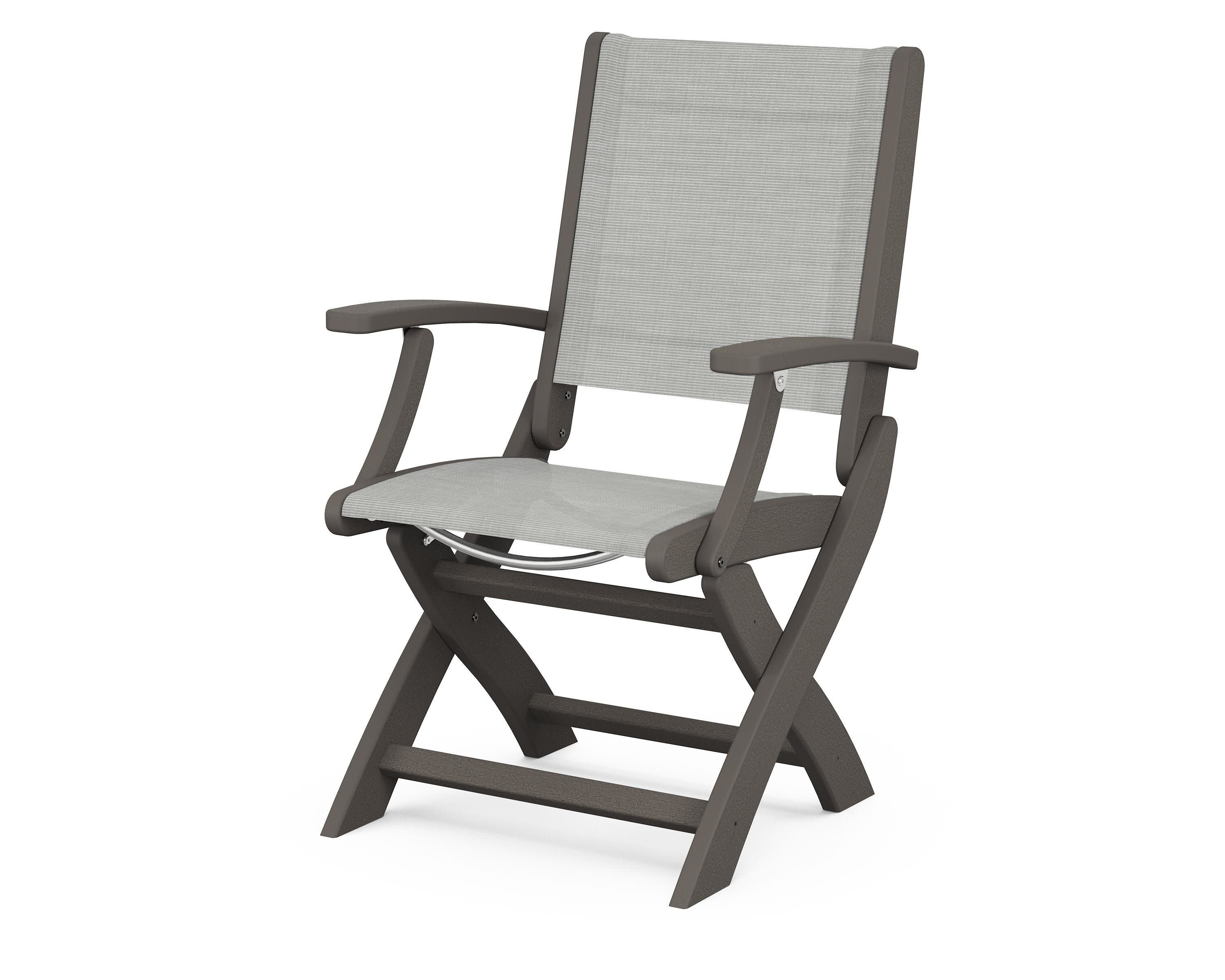 Coastal Folding Chair in Vintage Coffee / Metallic Sling