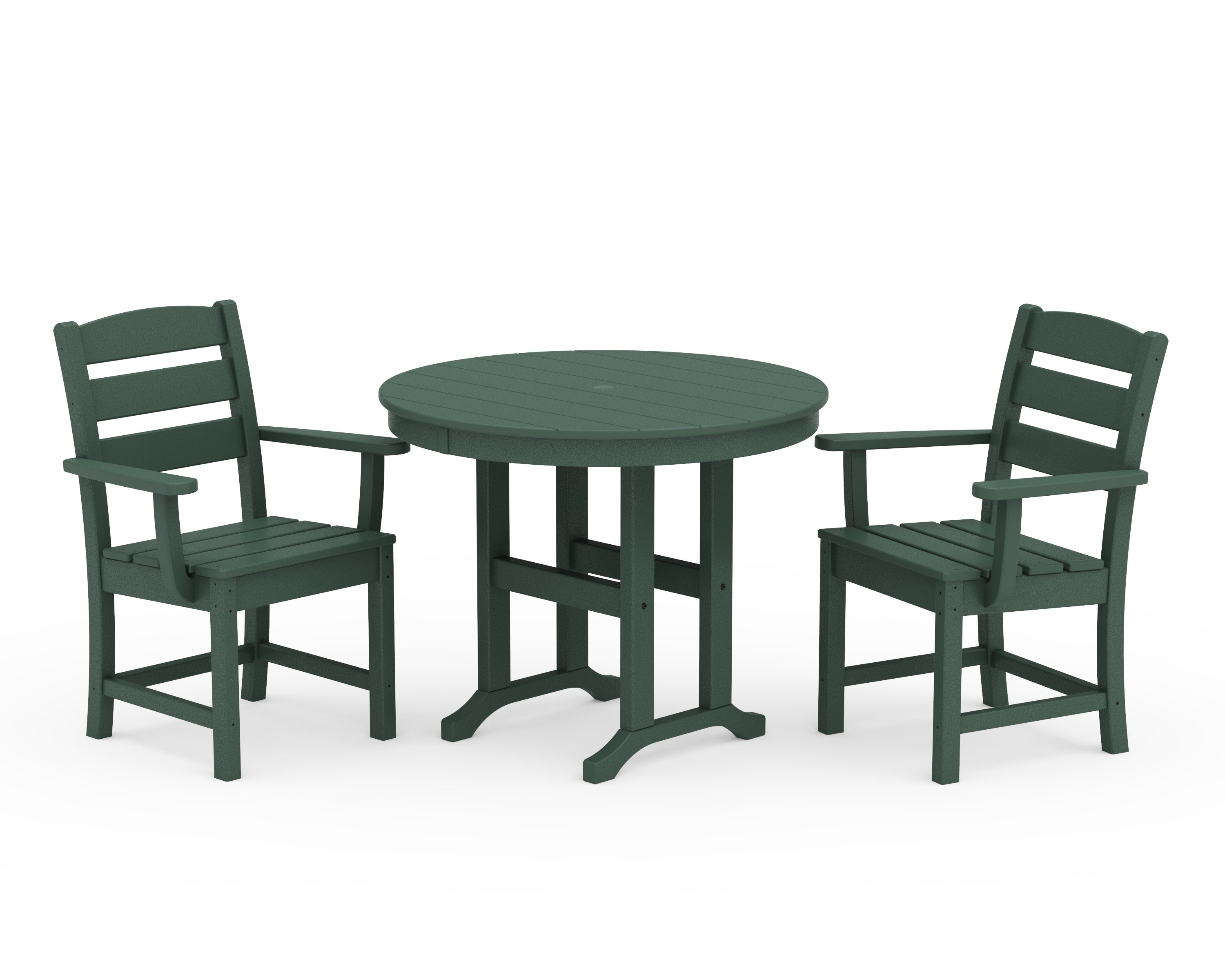 Lakeside 3-Piece Round Dining Set in Green