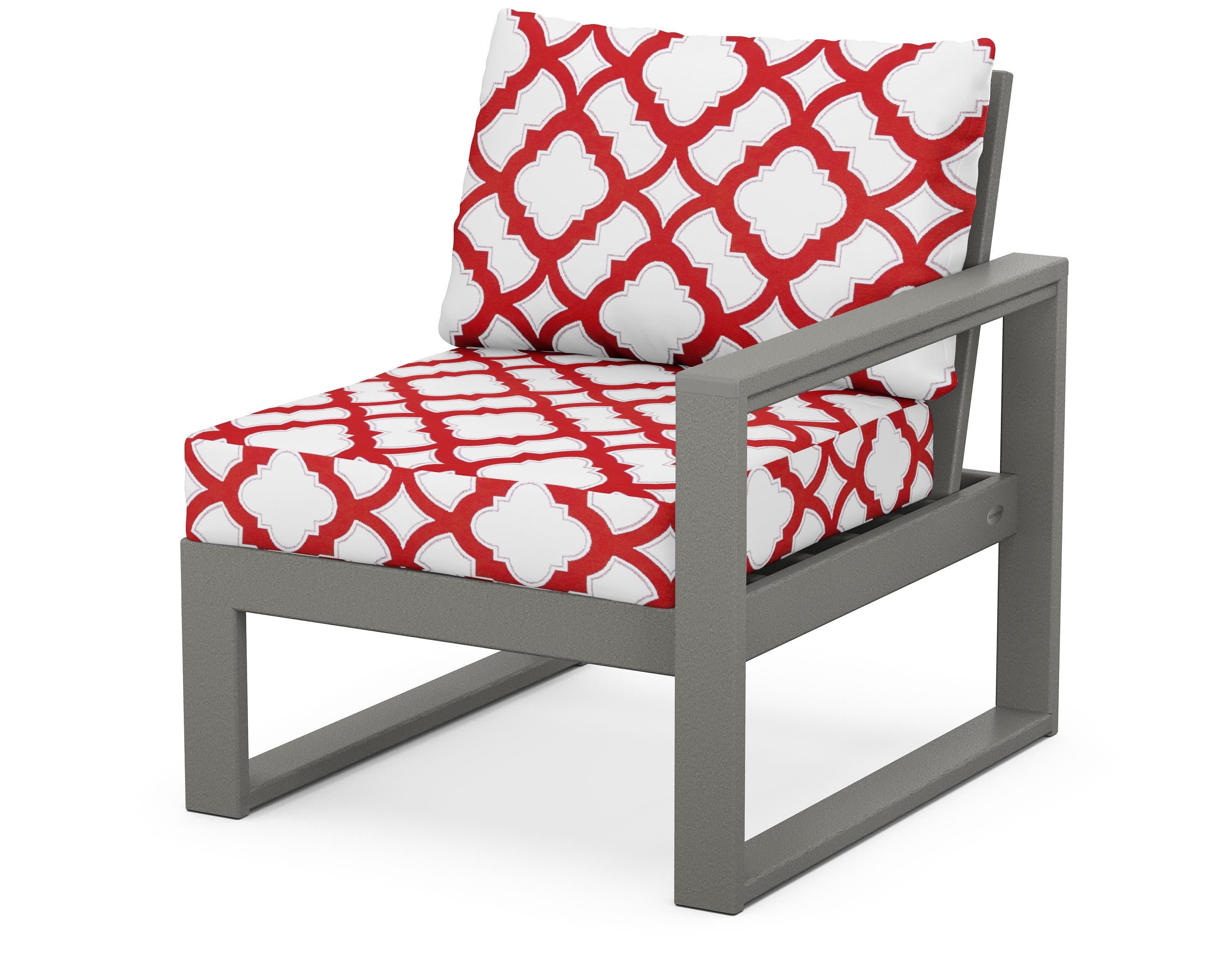 EDGE Modular Right Arm Chair in Slate Grey / Trellis Crimson