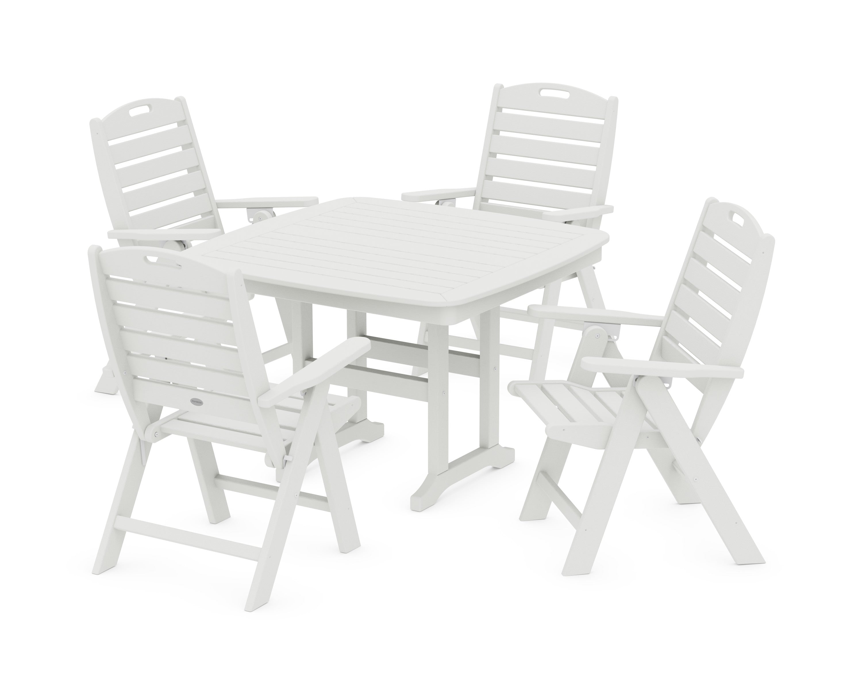 Nautical Highback Chair 5-Piece Dining Set in Vintage White