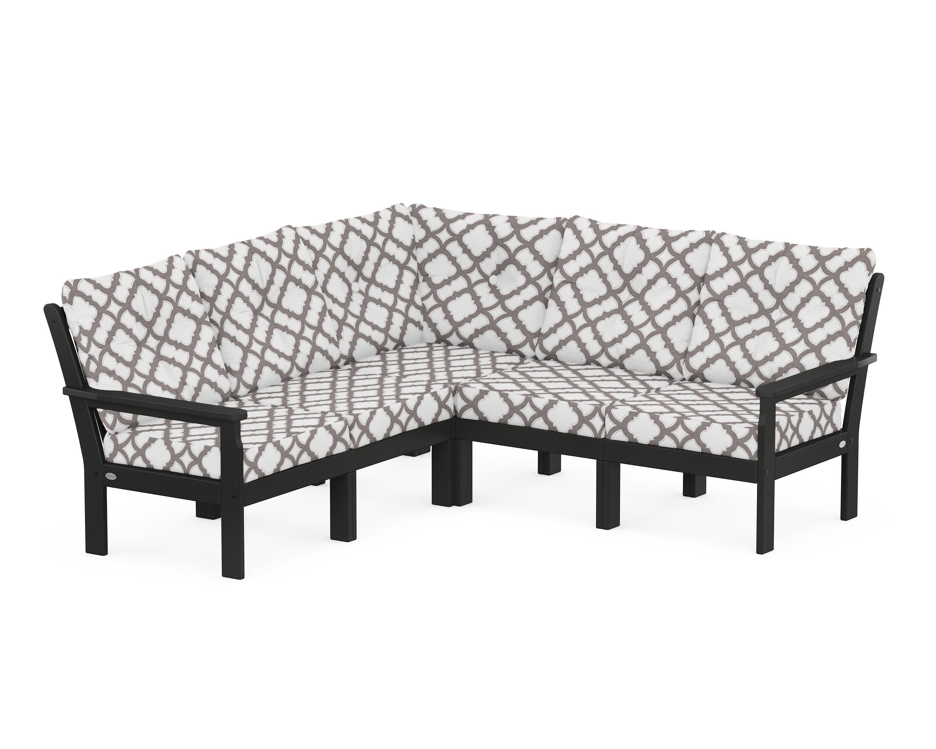 Vineyard 5-Piece Sectional in Black / Trellis Grey Mist