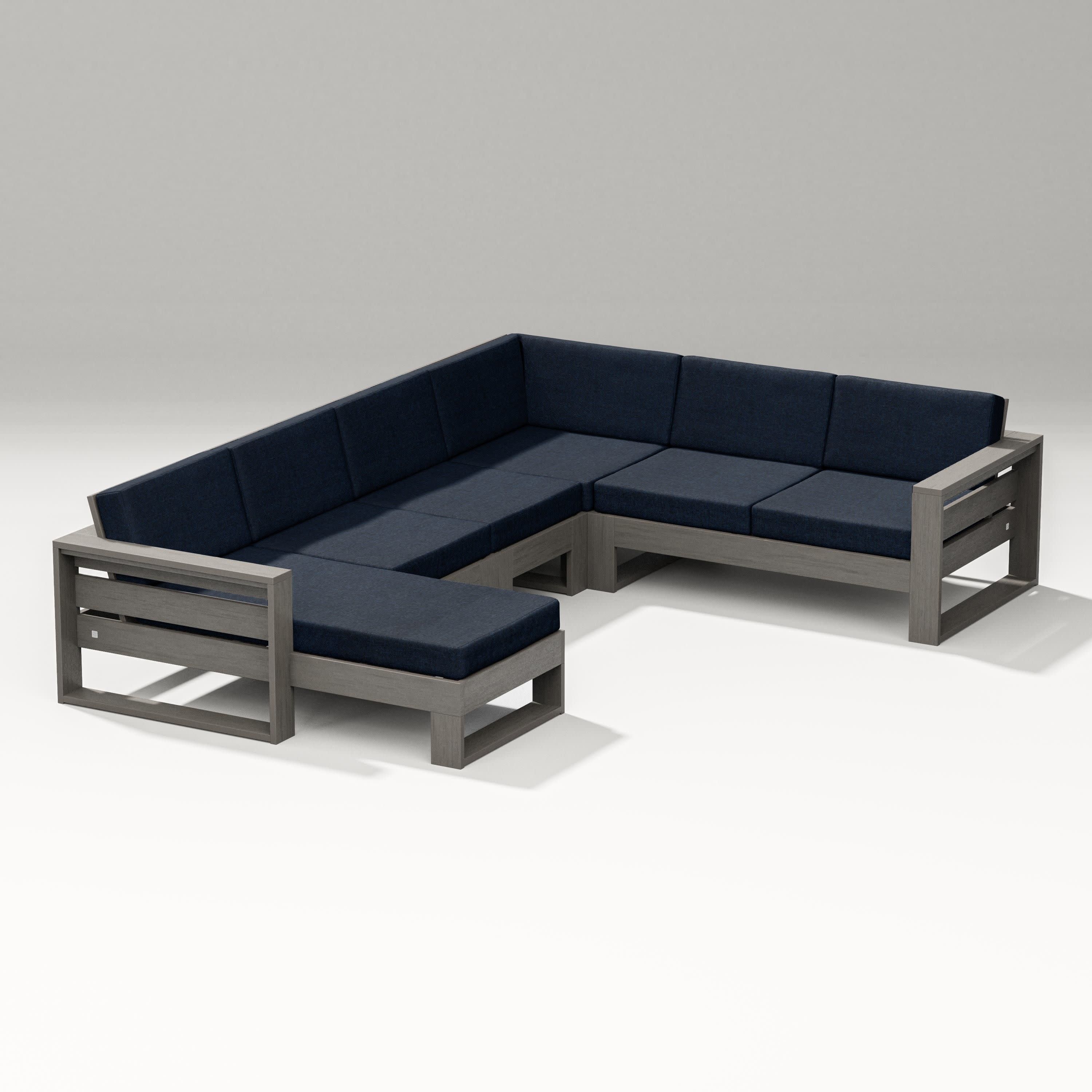 Latitude Corner Sectional with Left Chaise in Driftwood / Marine Indigo