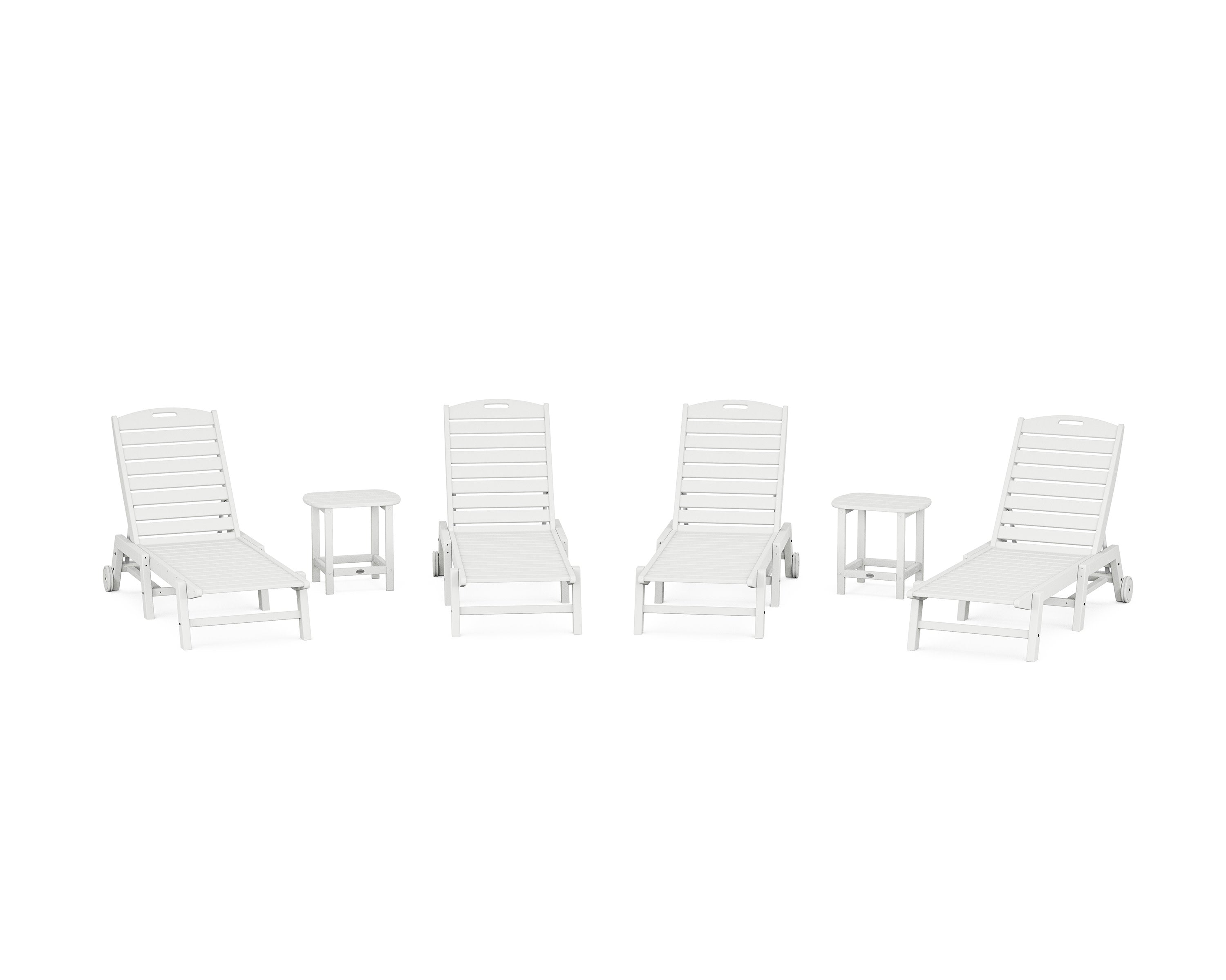 Nautical Chaise 6-Piece Set with Wheels in White
