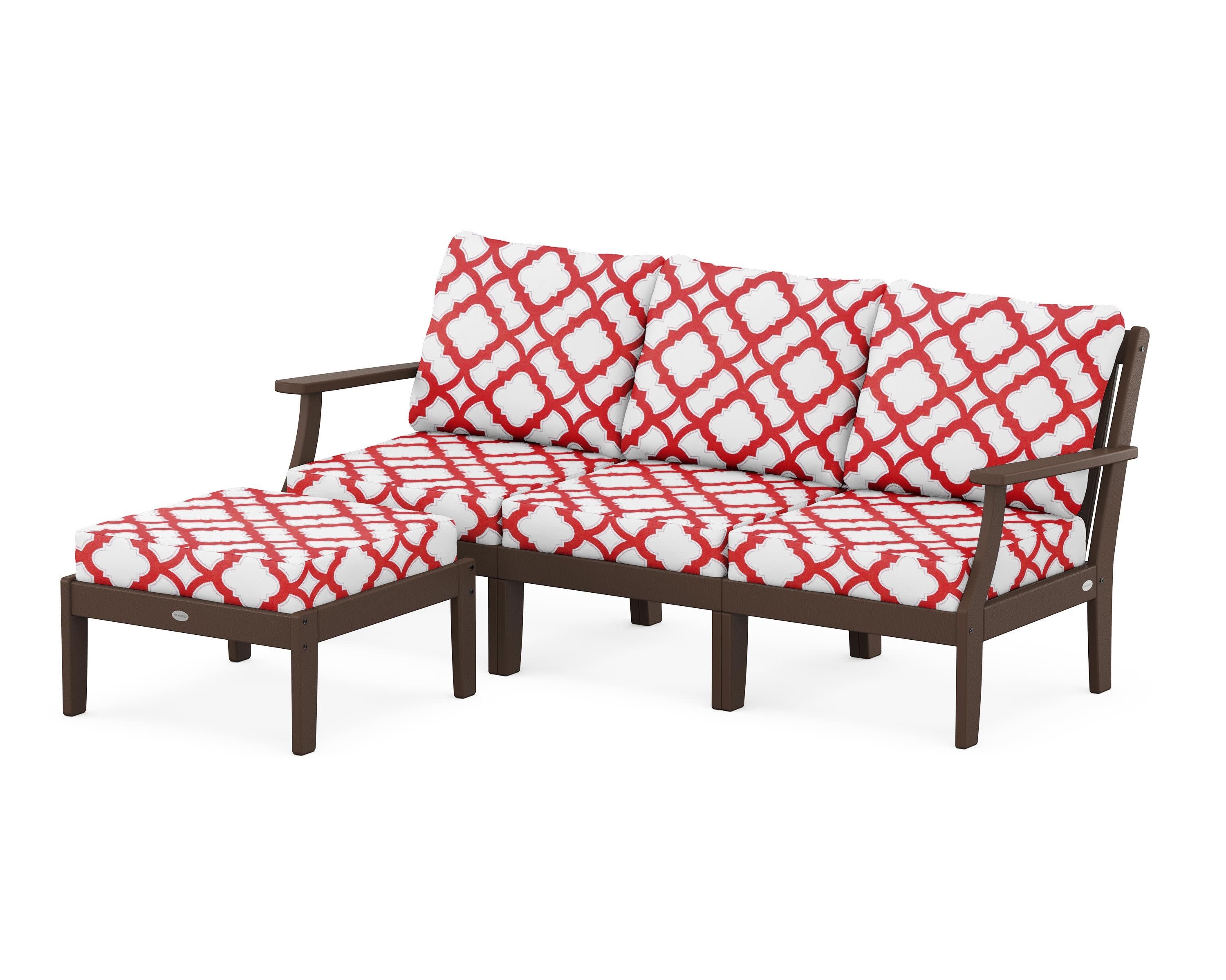 Braxton Modular 4-Piece Deep Seating Set with Ottoman in Mahogany / Trellis Crimson