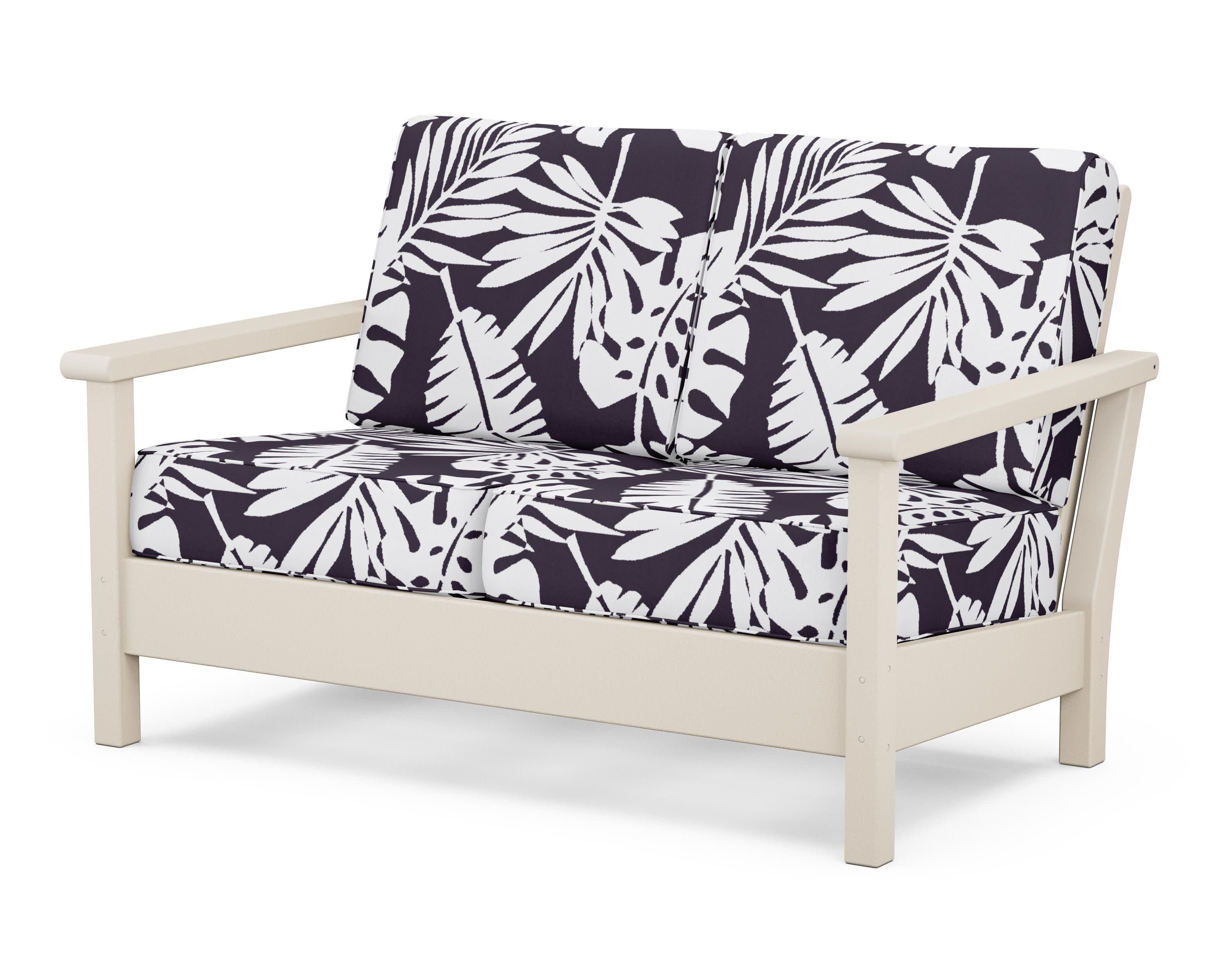 Harbour Deep Seating Loveseat in Sand / Leaf Navy