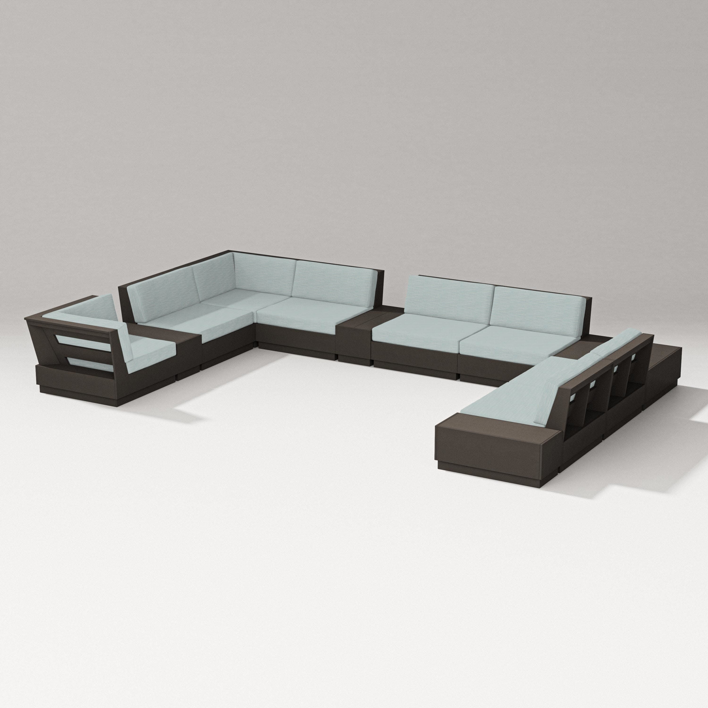 Elevate 12-Piece Conversation Sectional Set in Vintage Coffee / Soothe Mist