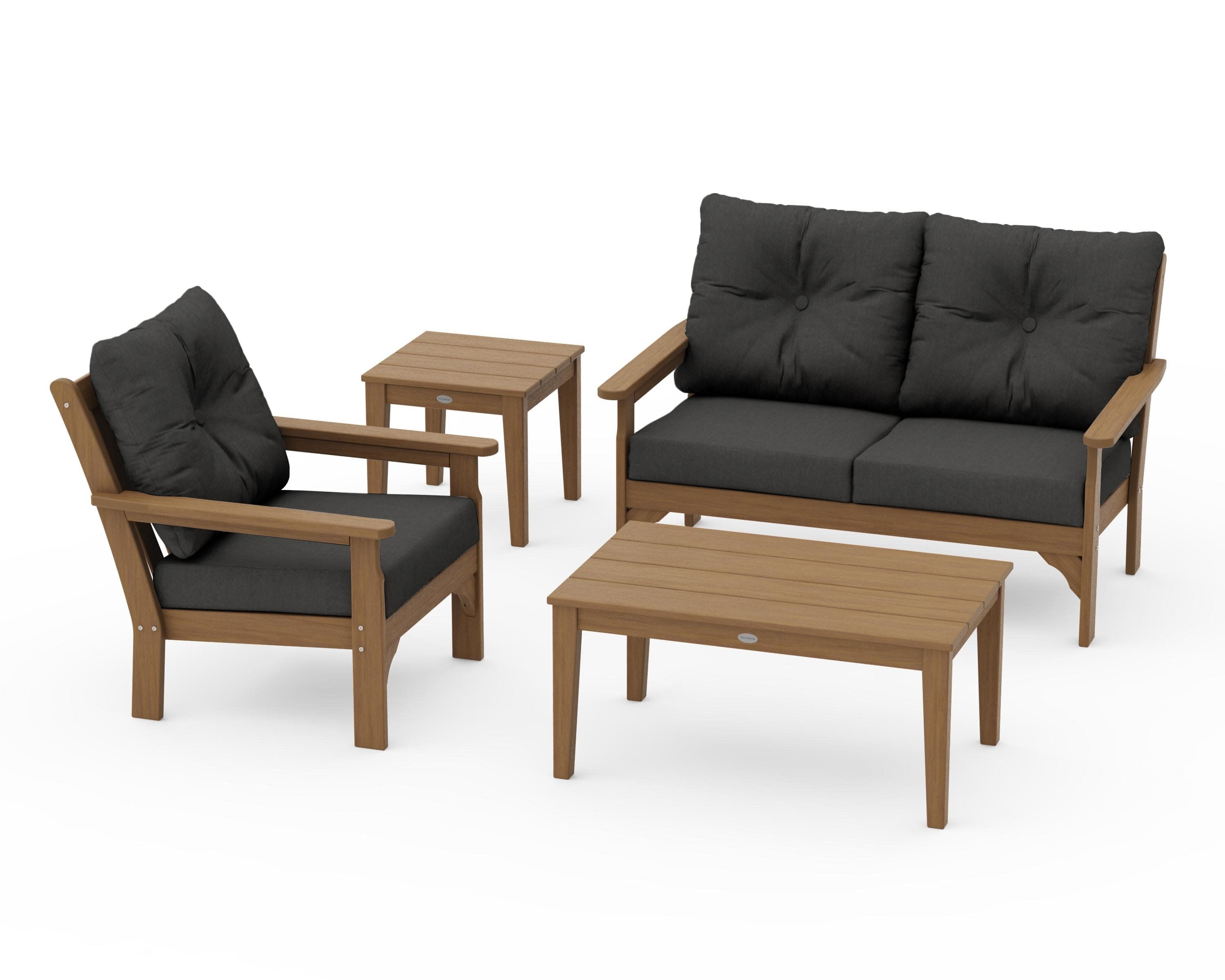 Vineyard 4-Piece Deep Seating Set in Natural / Spectrum Carbon