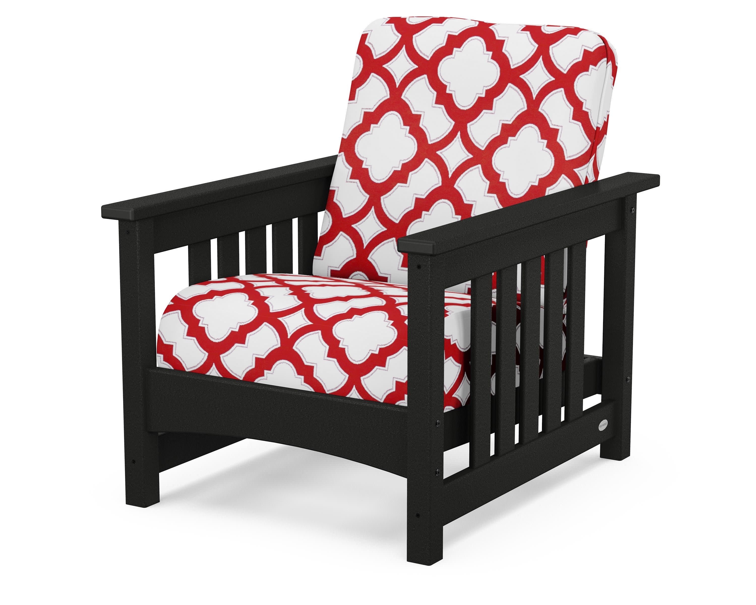 Club Mission Chair in Black / Trellis Crimson