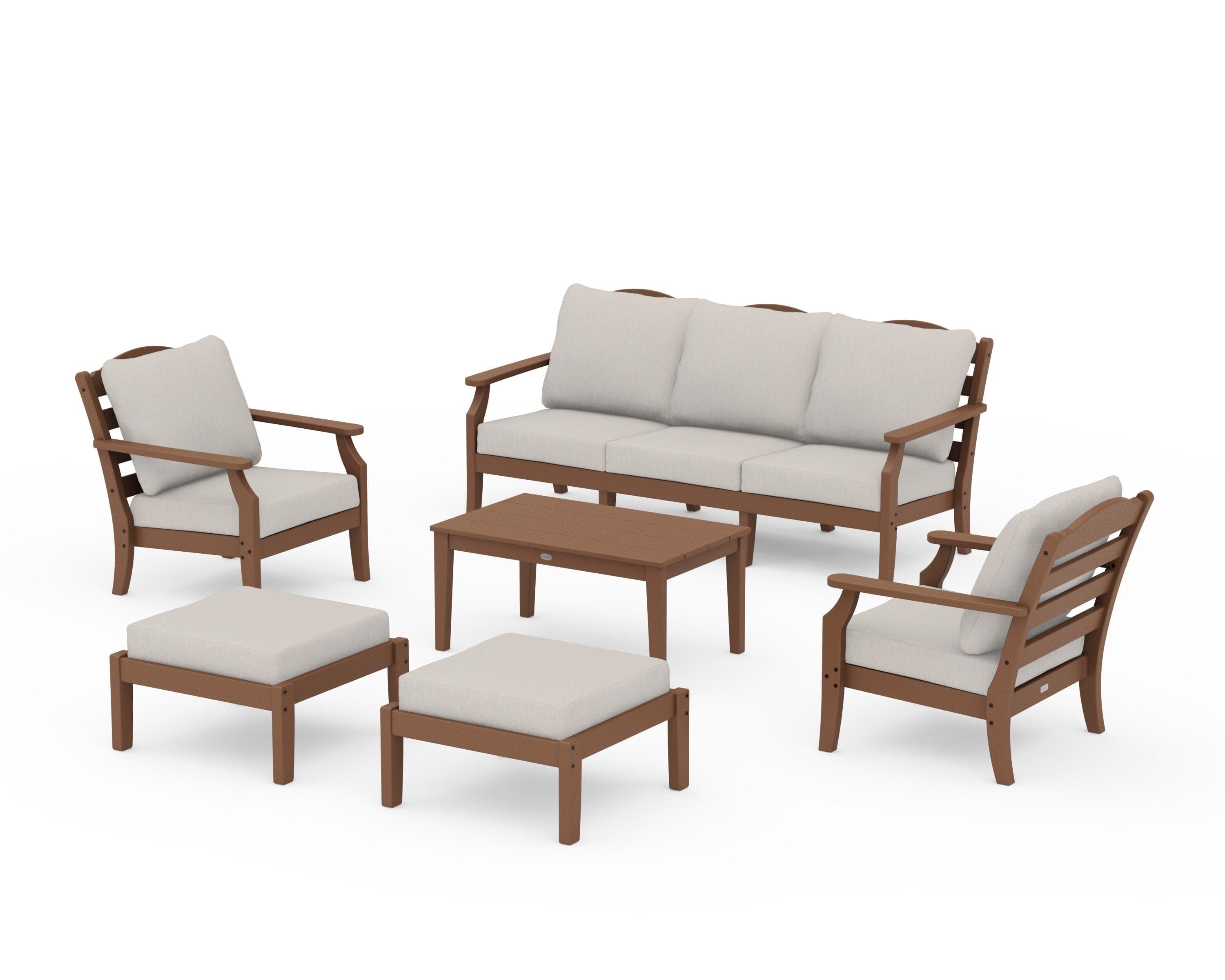 Savannah 6-Piece Lounge Sofa Set in Teak / Cast Ash