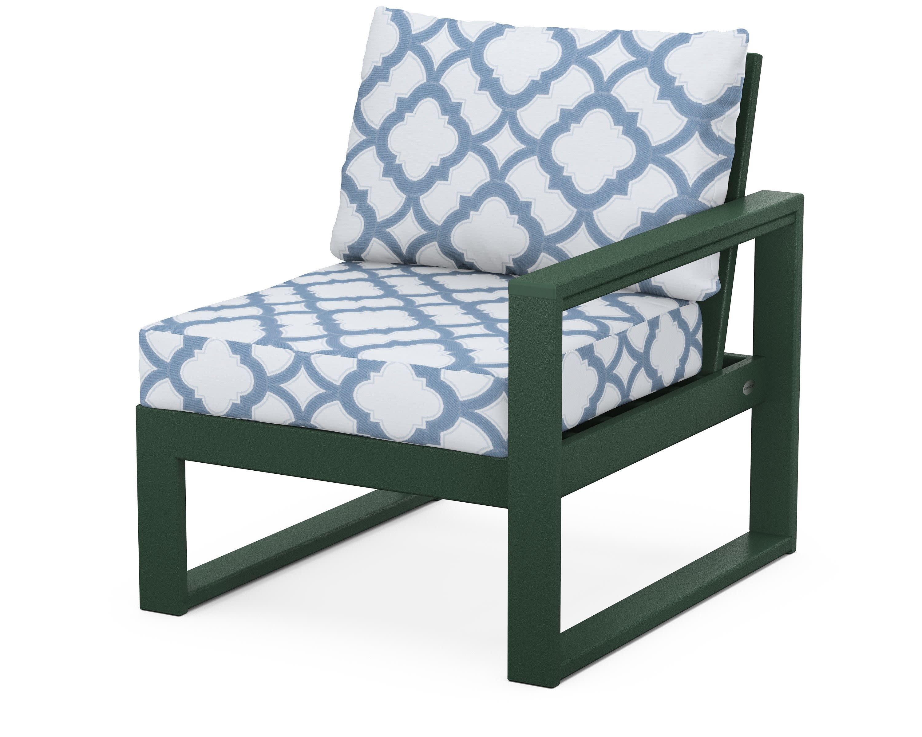 EDGE Modular Right Arm Chair in Green / Trellis Sky Blue