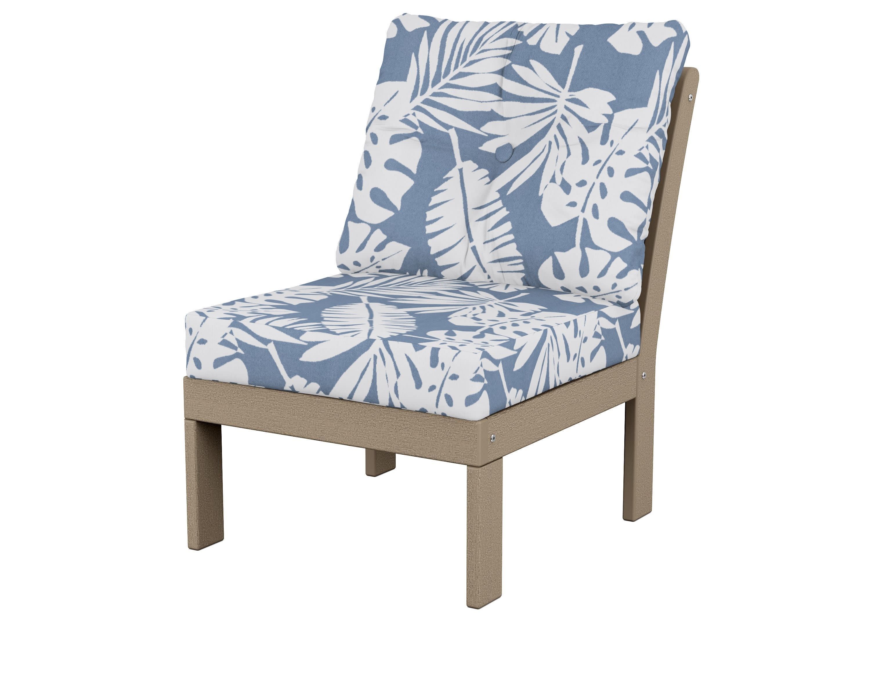 Vineyard Modular Armless Chair in Vintage Sahara / Leaf Sky Blue