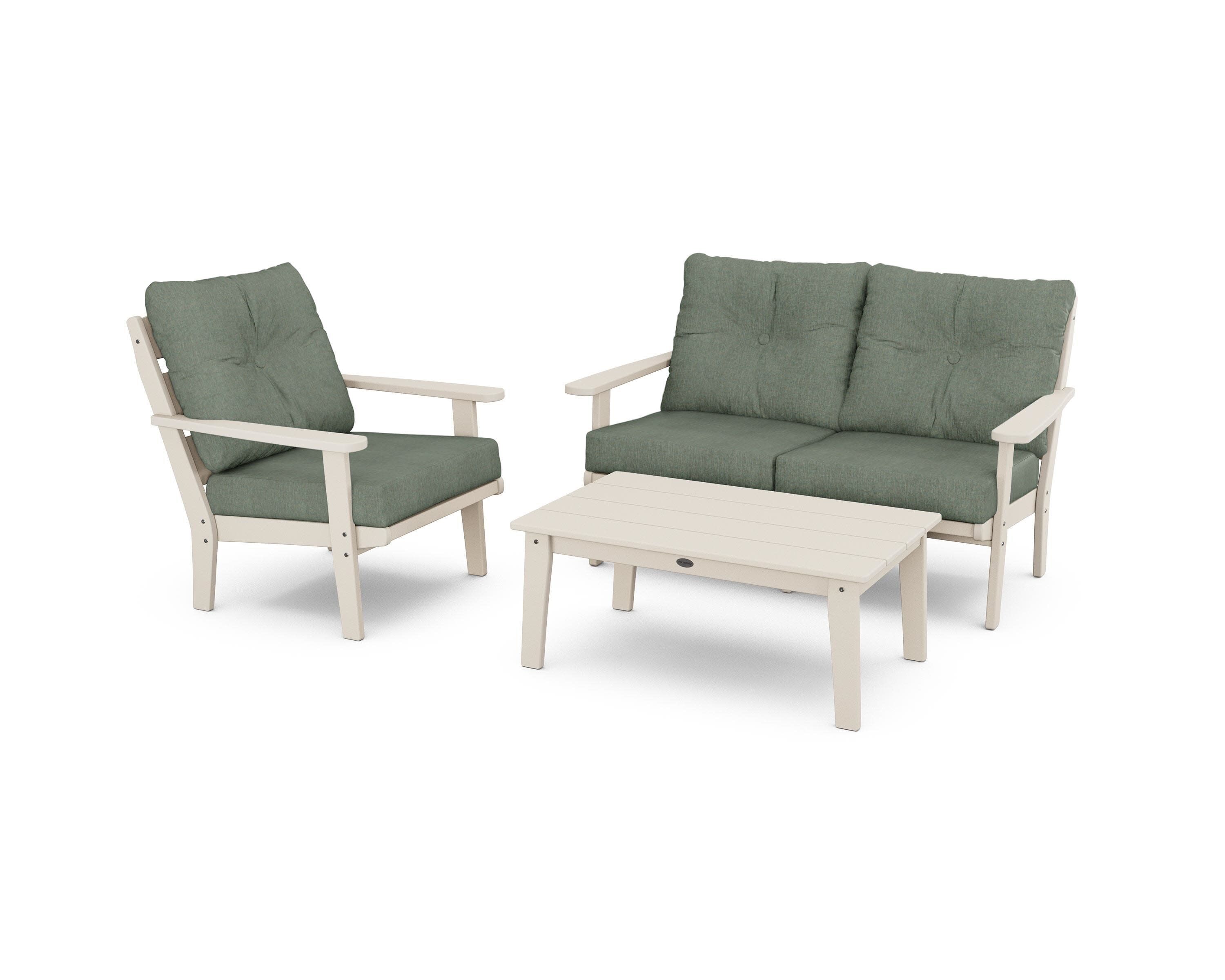 Lakeside 3-Piece Deep Seating Set in Sand / Cast Sage