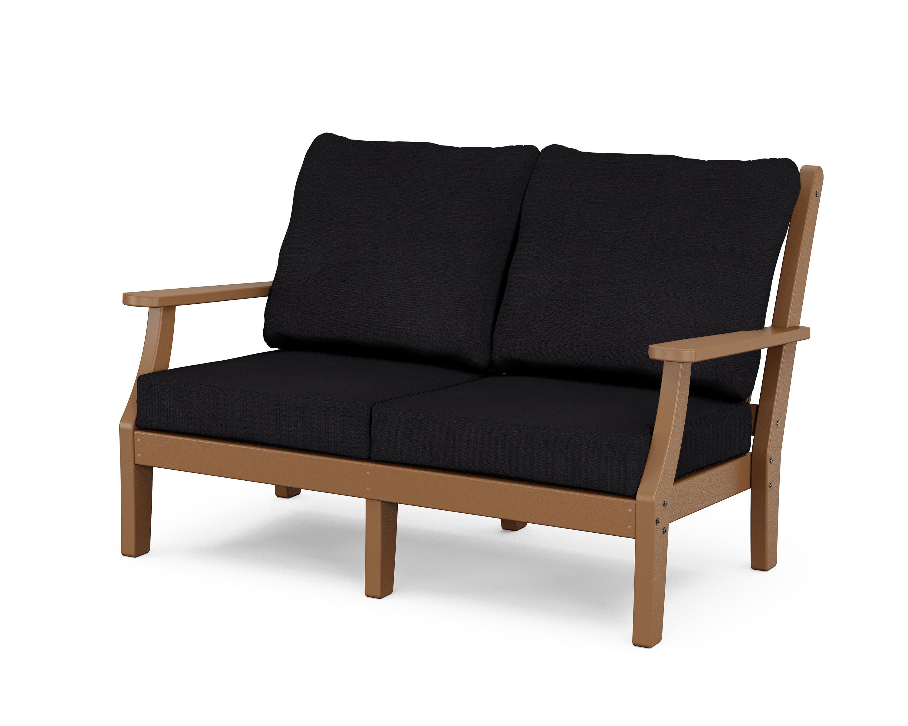 Wovendale Deep Seating Loveseat in Teak / Midnight Linen