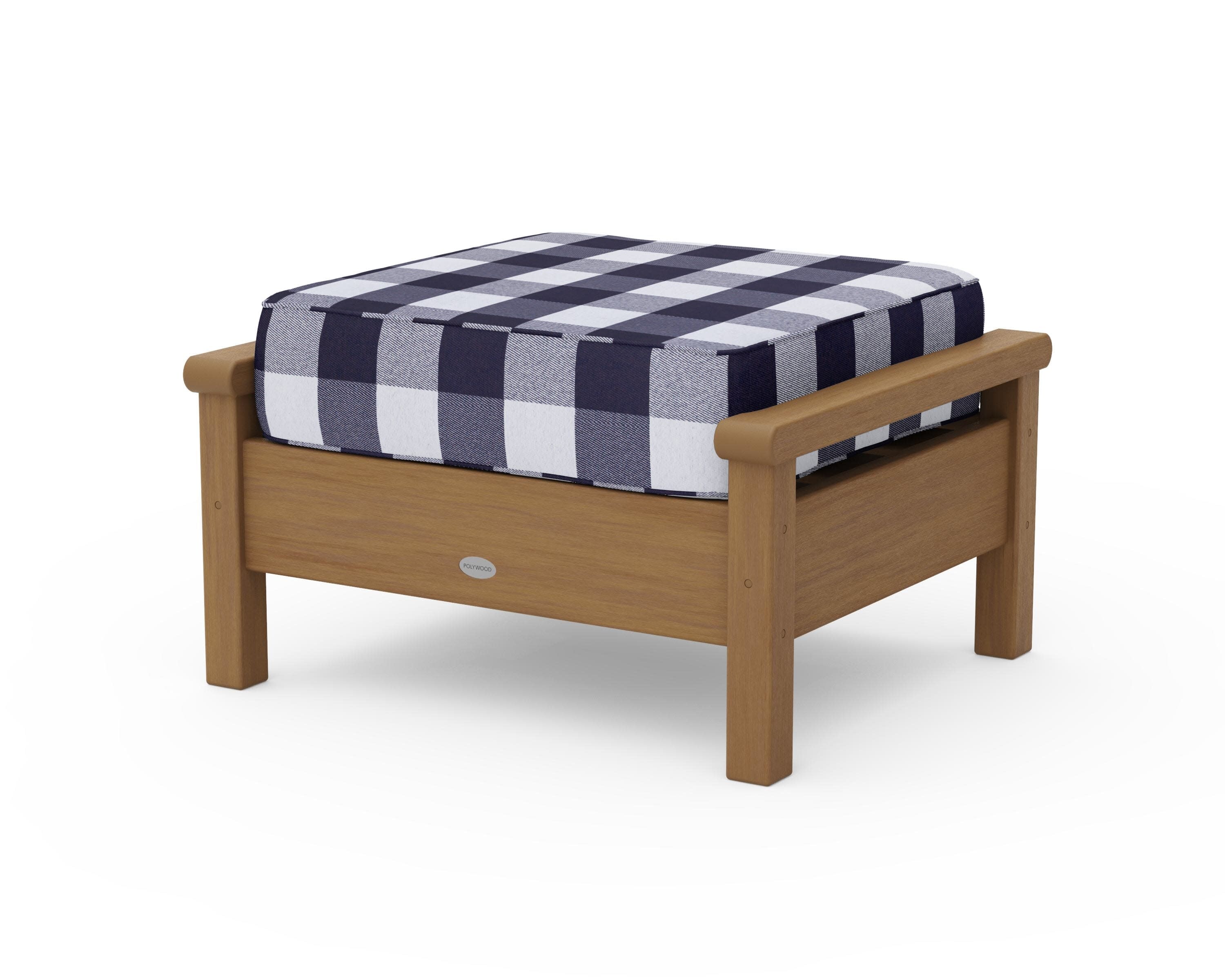 Harbour Deep Seating Ottoman in Natural / Buffalo Plaid Navy