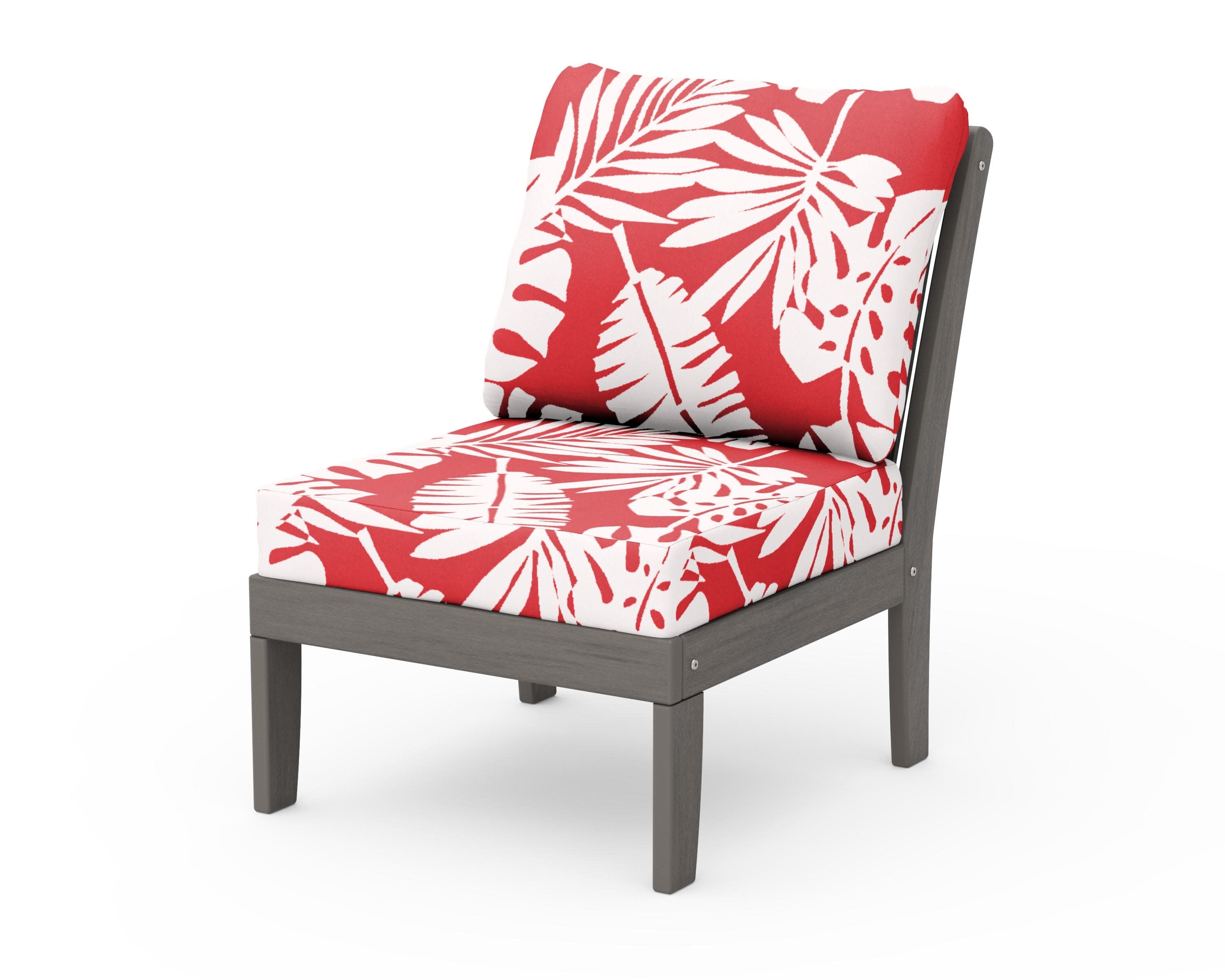 Braxton Modular Armless Chair in Driftwood / Leaf Crimson