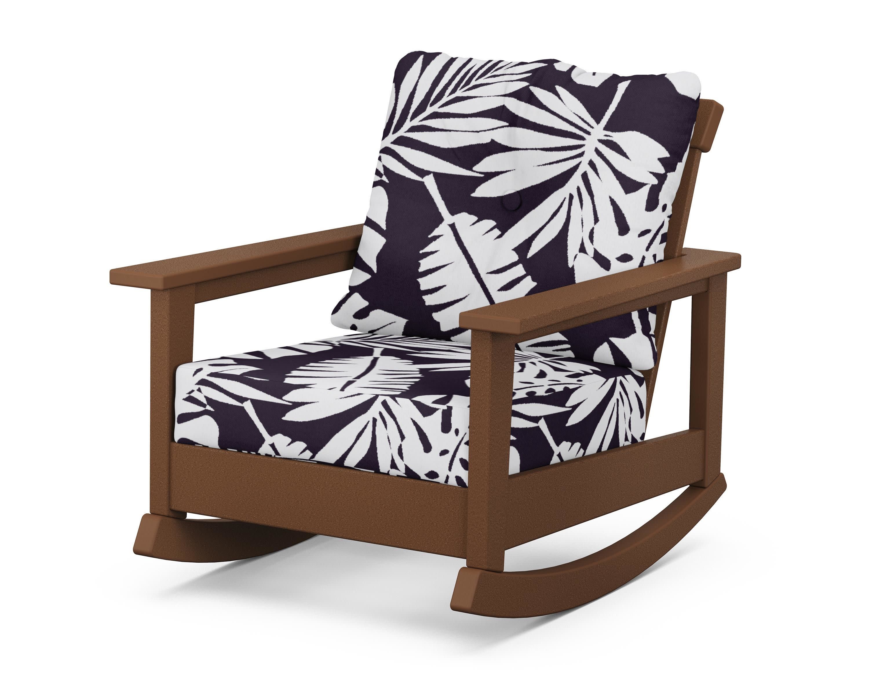 Prescott Deep Seating Rocking Chair in Teak / Leaf Navy