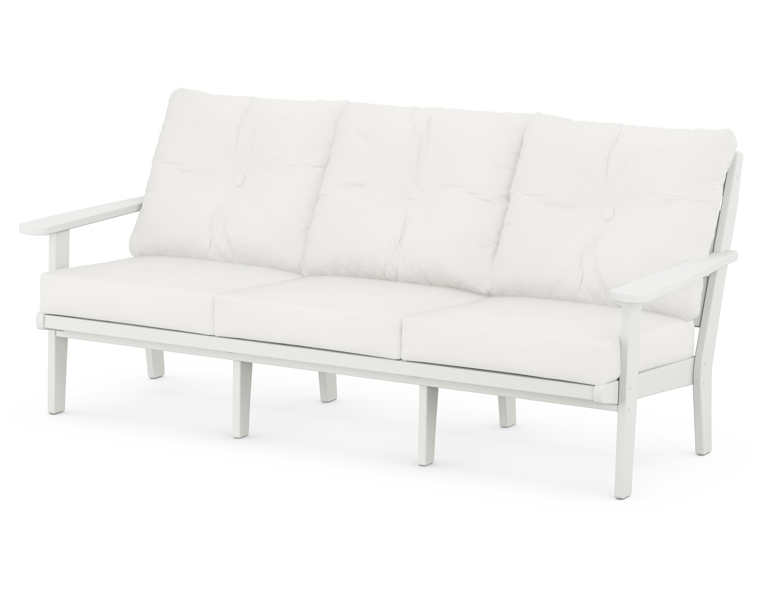 Lakeside Deep Seating Sofa in Vintage White / Natural Linen