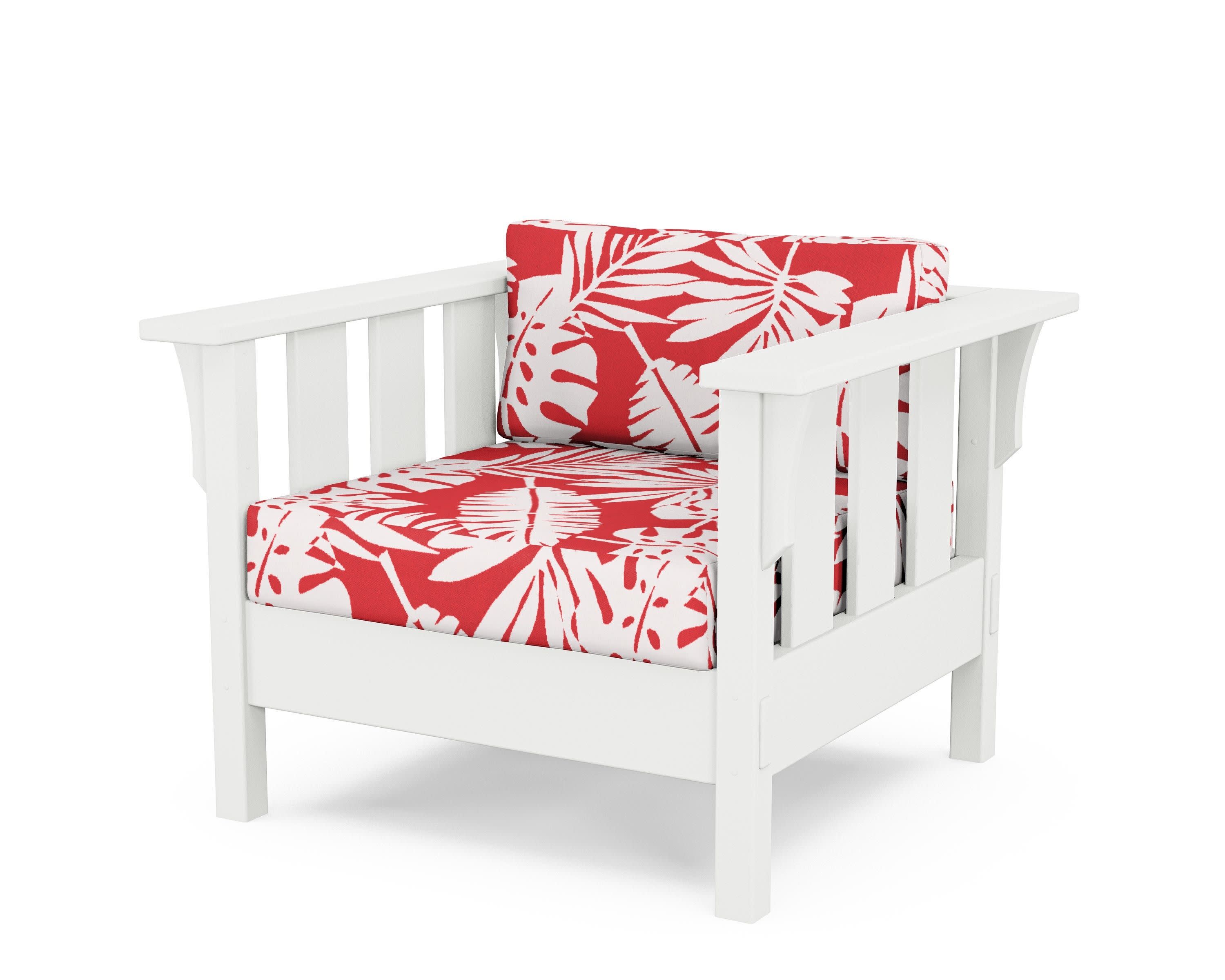 Acadia Deep Seating Chair in White / Leaf Crimson