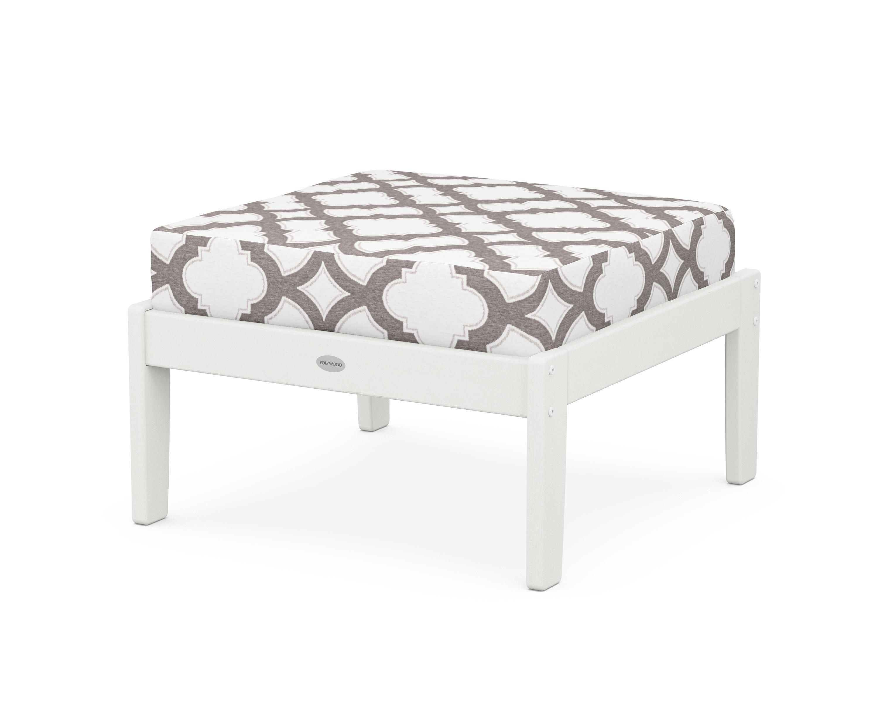 Braxton Deep Seating Ottoman in Vintage White / Trellis Grey Mist